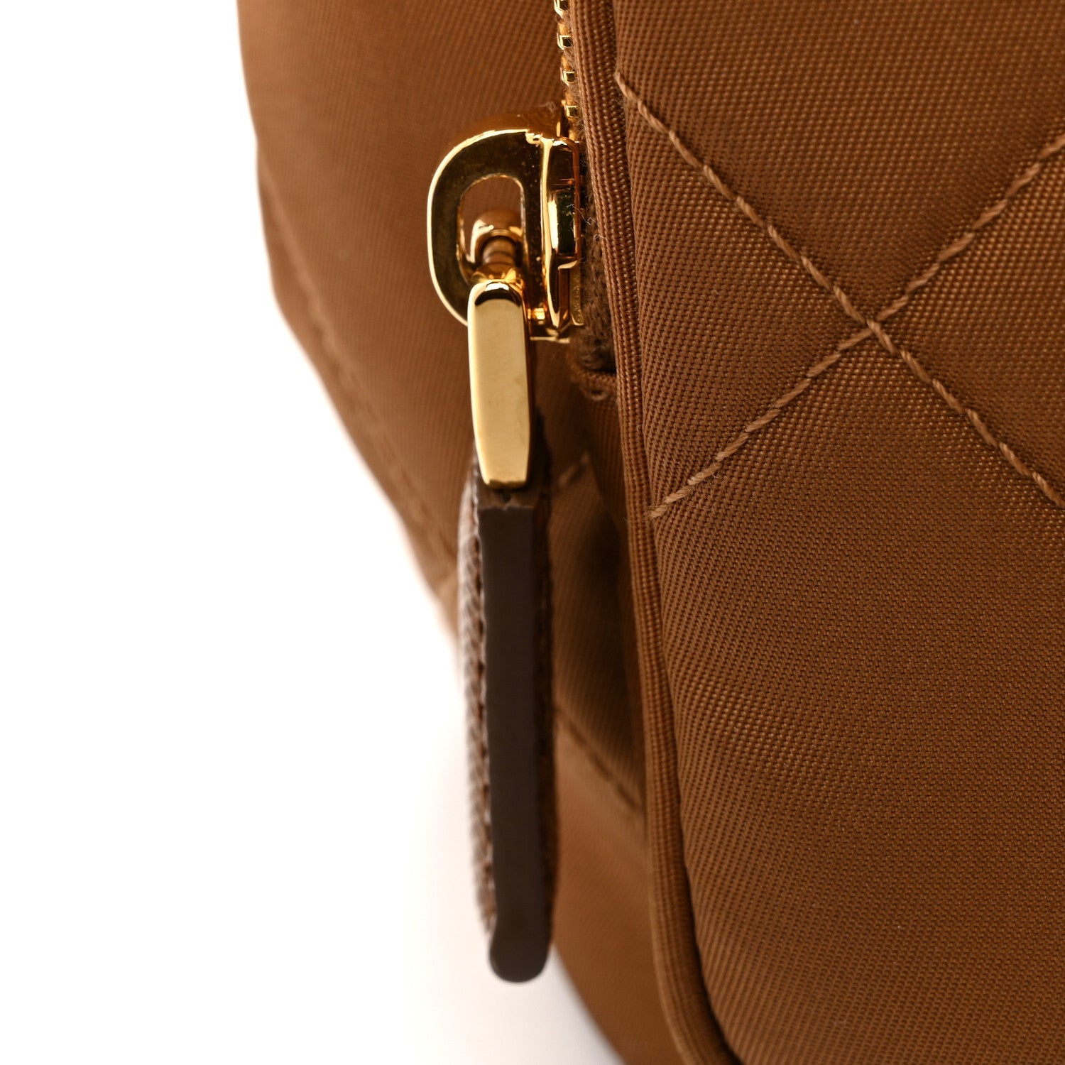 Prada Re-Nylon Saffiano Stitched Re-Edition 1995 Chaine Drawstring Bucket Bag Brandy
