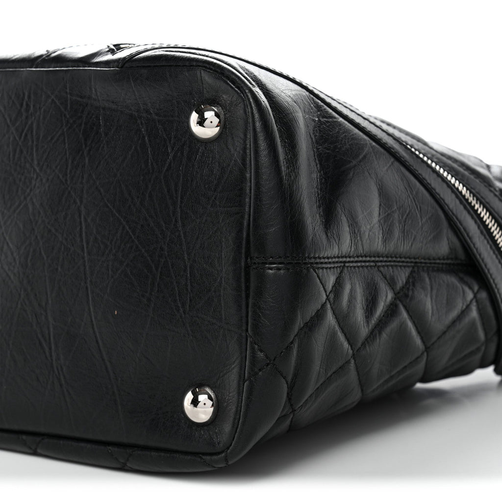 Chanel Aged Calfskin Quilted Large Cotton Club Tote Black