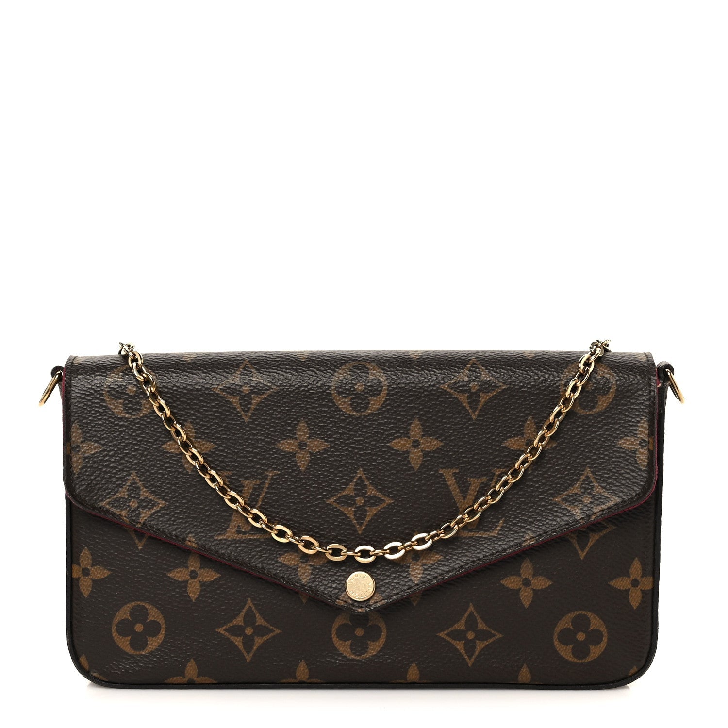 Louis Vuitton Monogram Pochette Felicie Chain Wallet Fuchsia
