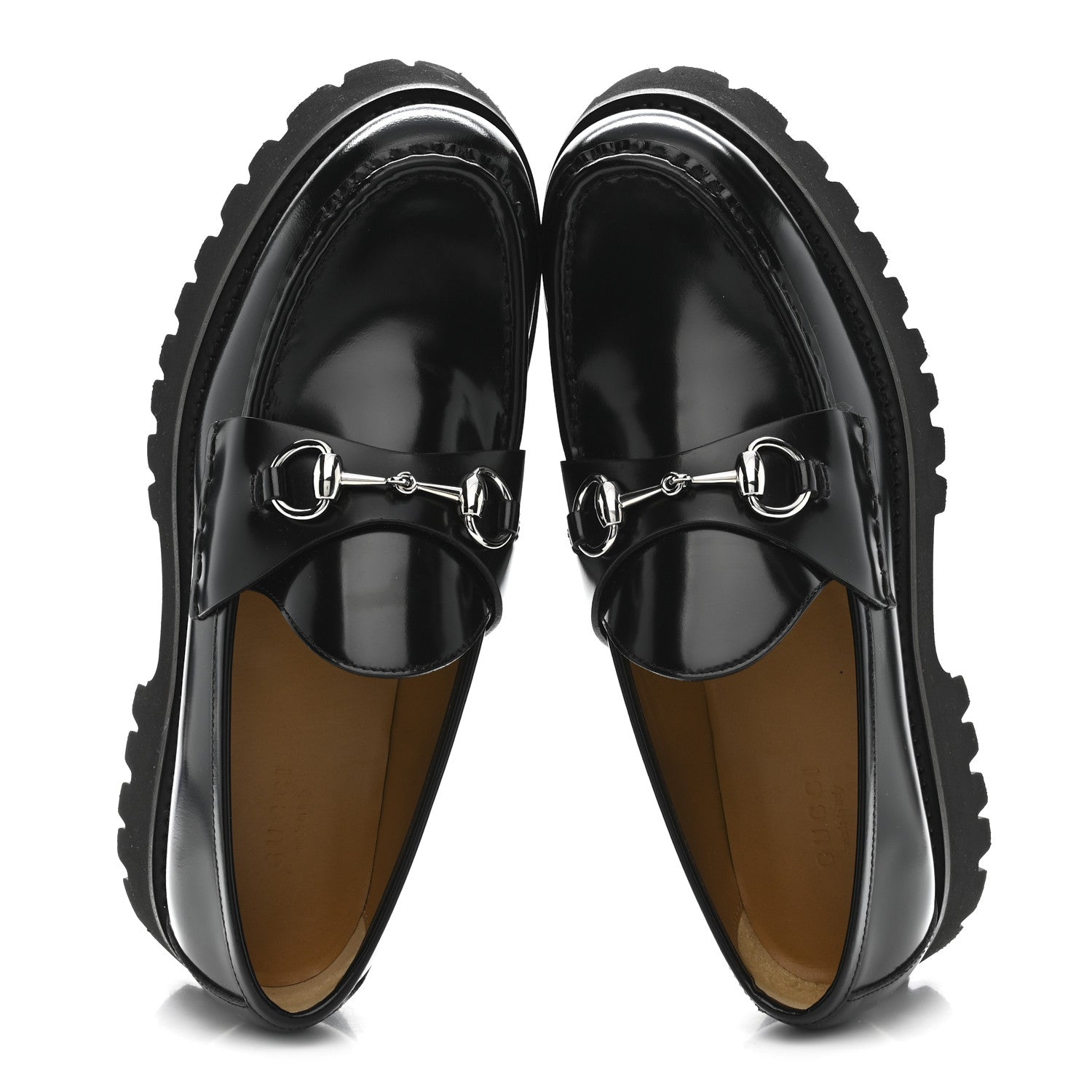Gucci Cordovan Lux Womens Horsebit 45mm Platform Loafers 39.5 Black