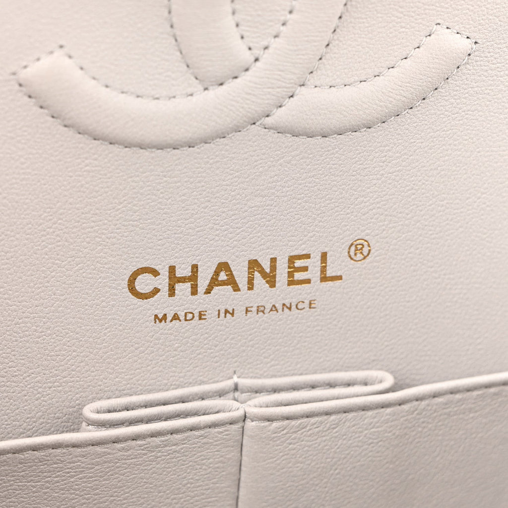Chanel Caviar Quilted Medium Double Flap Light Grey