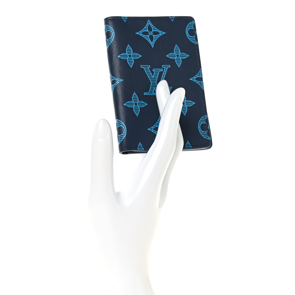 Louis Vuitton Calfskin Monogram Shadow Pocket Organizer Blue