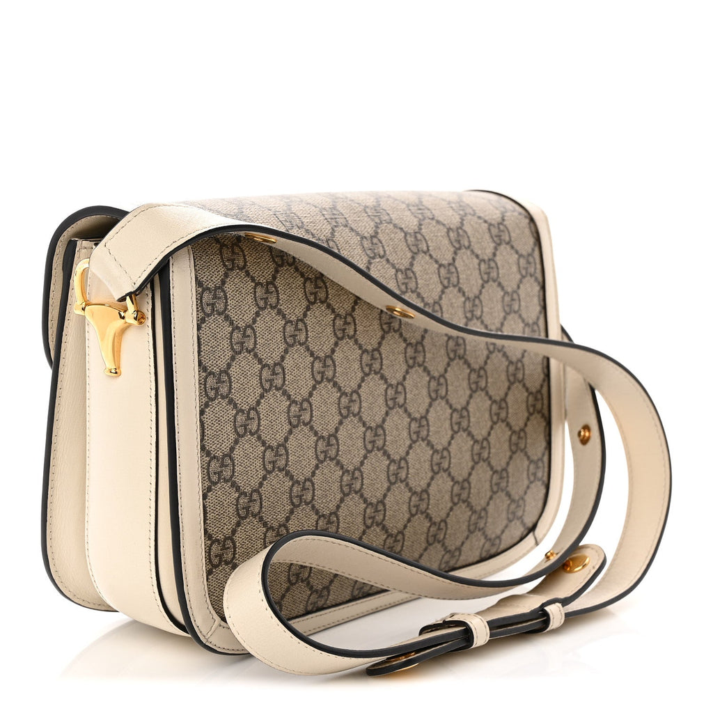 Gucci GG Supreme Monogram Horsebit 1955 Shoulder Bag Beige Mystic White