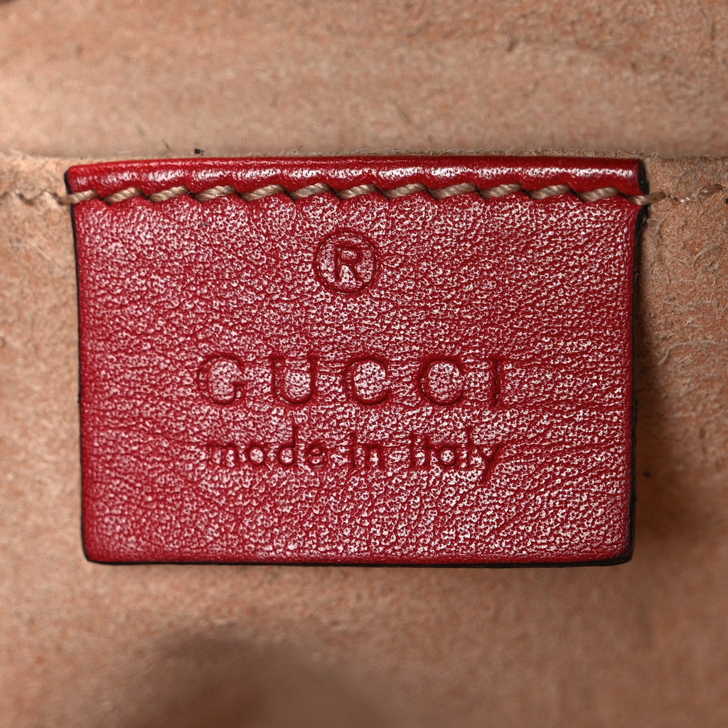Gucci Calfskin Matelasse Small GG Marmont Chain Shoulder Bag Hibiscus Red