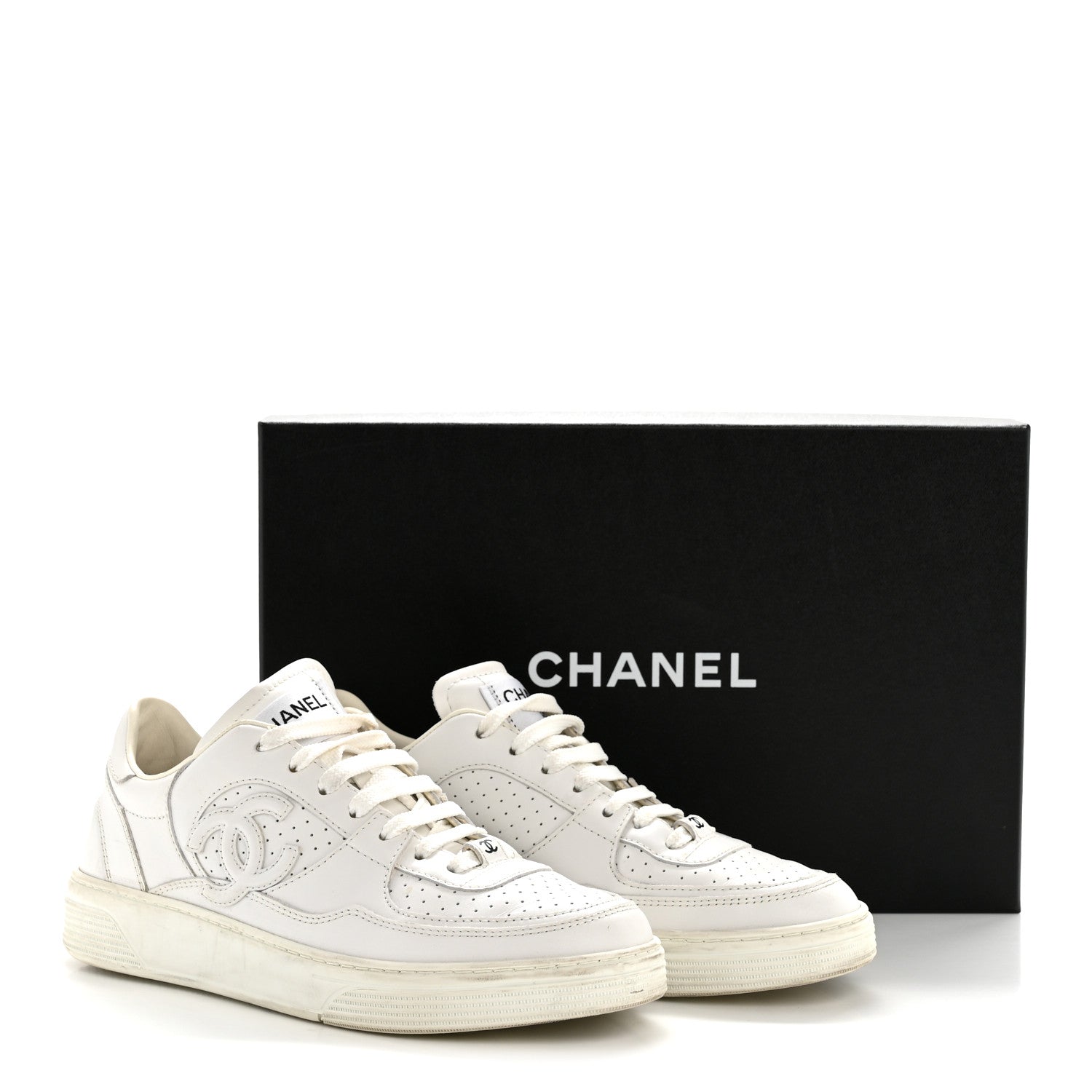 Calfskin CC Womens Sneakers 38 White