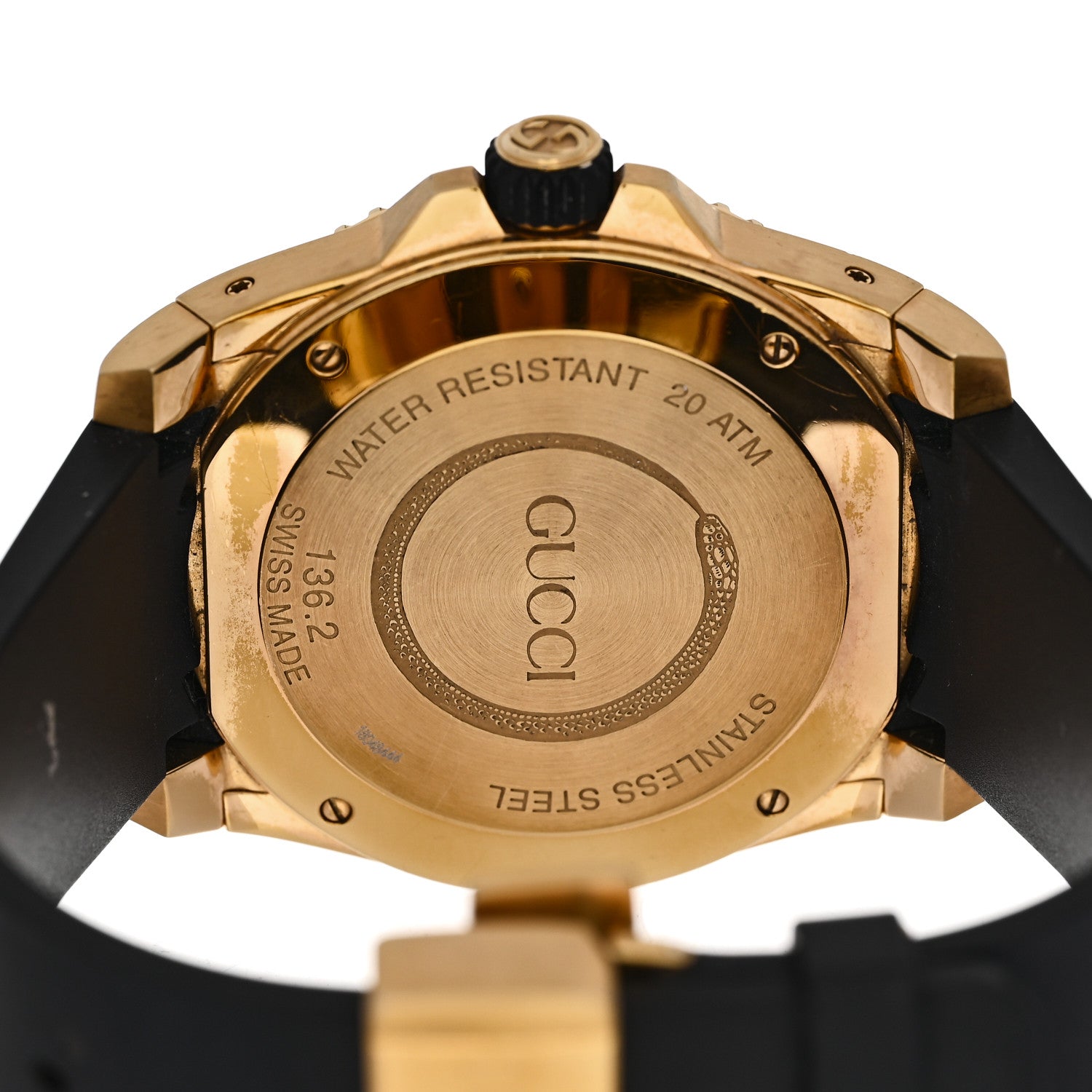 Gucci Stainless Steel Rubber 45mm Dive Snake Quartz Watch Black