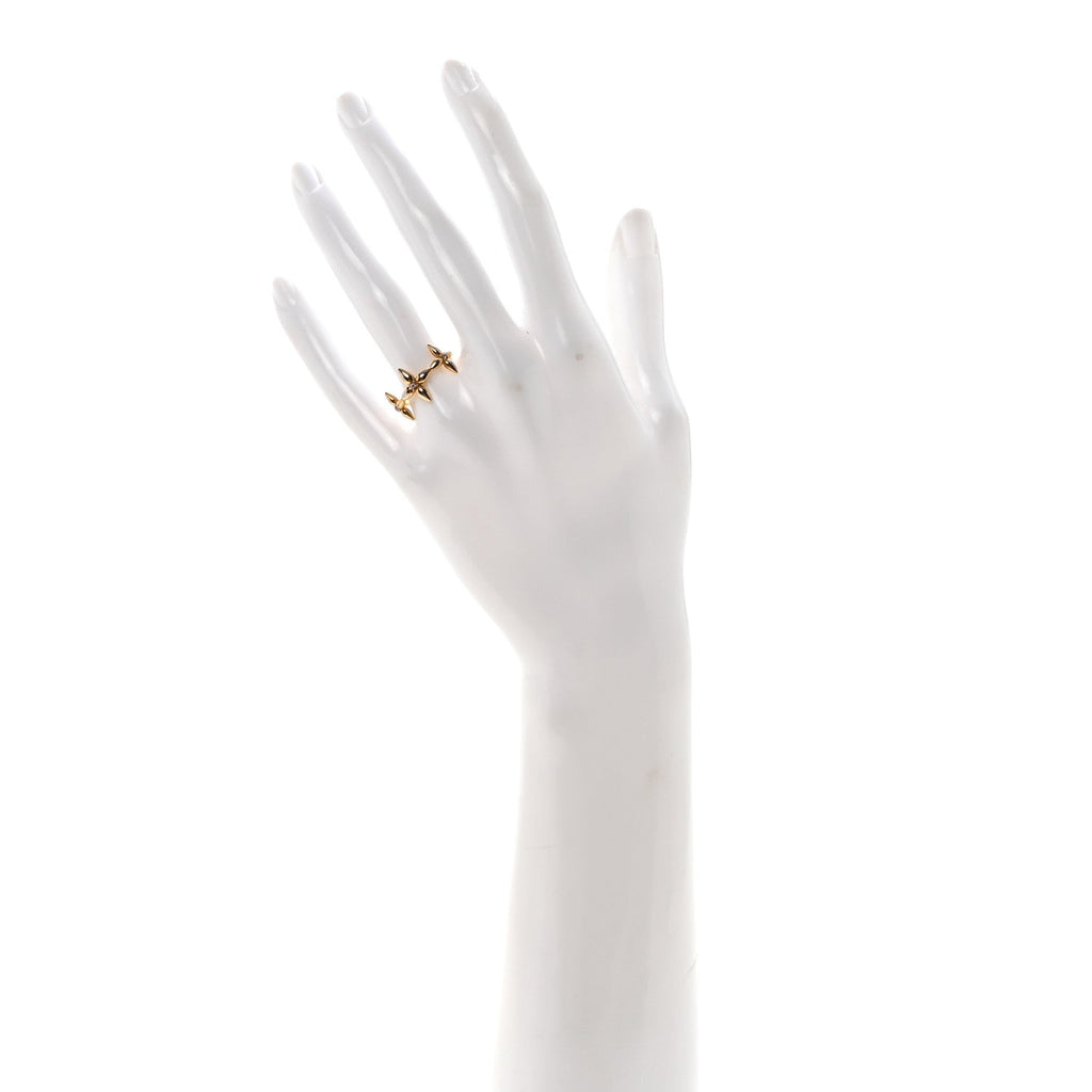 Louis Vuitton Metal Crystal Louisette Signature Ring M Gold