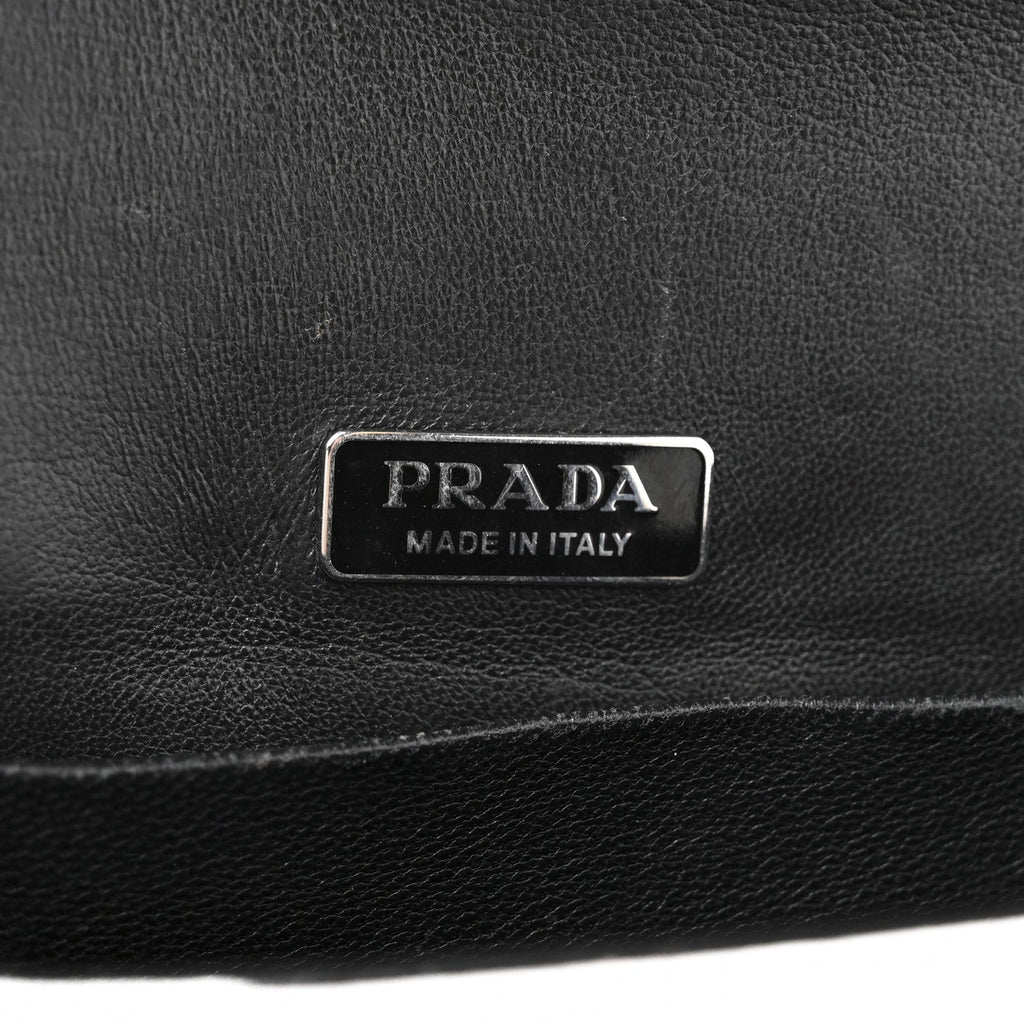 Prada Metallic Vitello Saffiano Cahier Bag Silver Black
