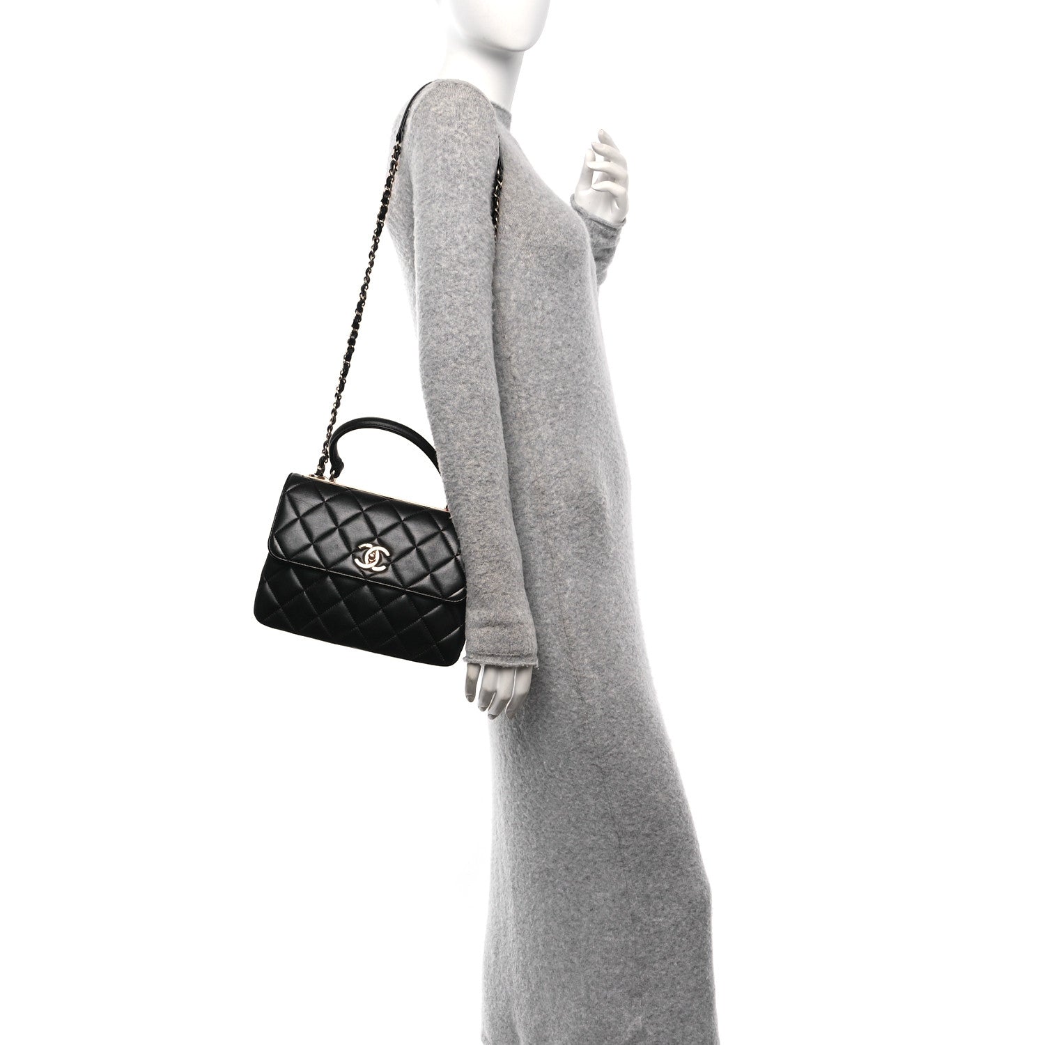 Chanel Lambskin Quilted Small Trendy CC Dual Handle Flap Bag Black