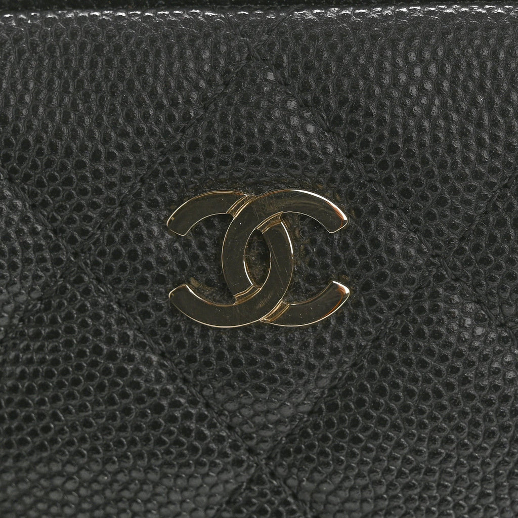 Caviar Quilted Medium Curvy Pouch Cosmetic Case Black