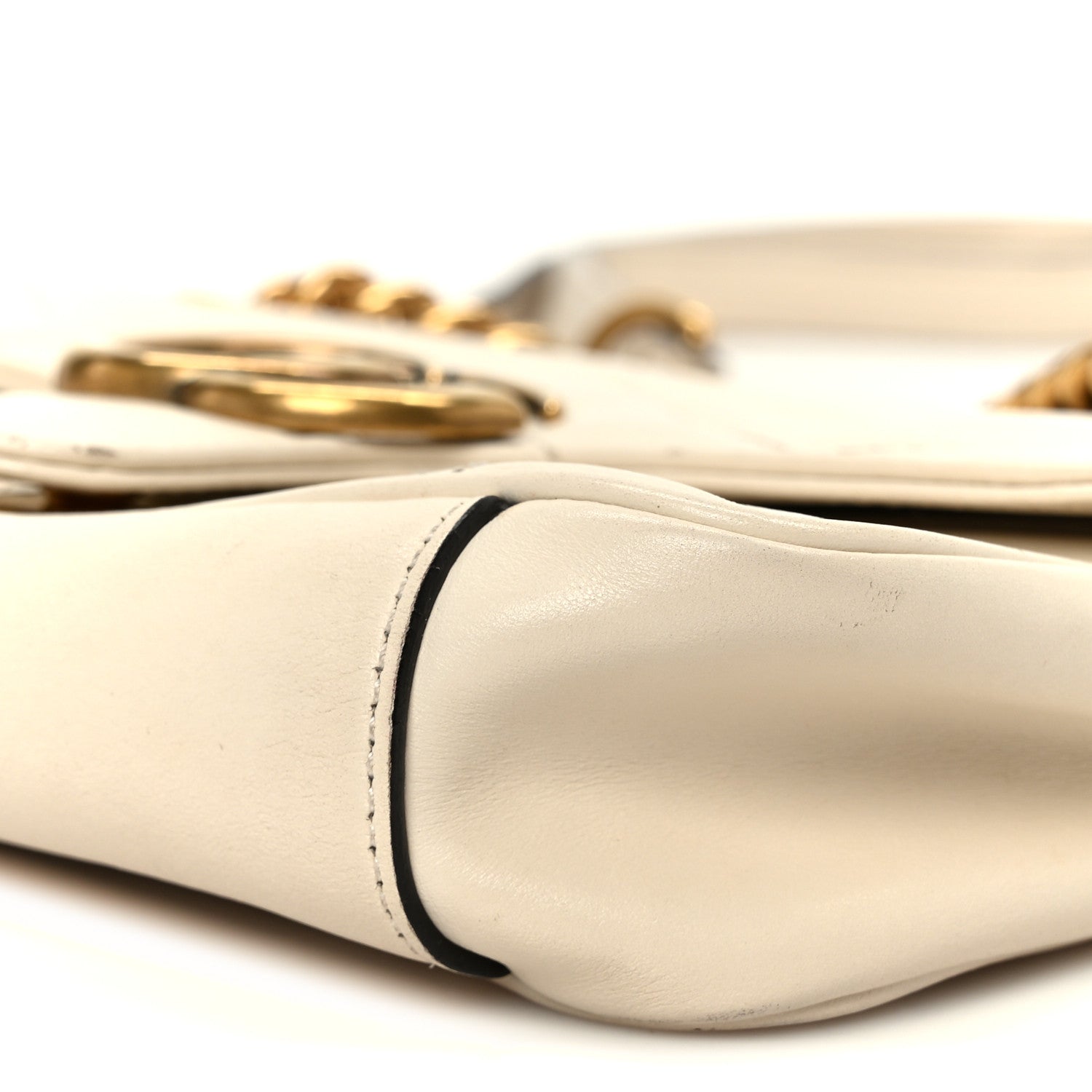 Gucci Calfskin Matelasse Mini GG Marmont Shoulder Bag White