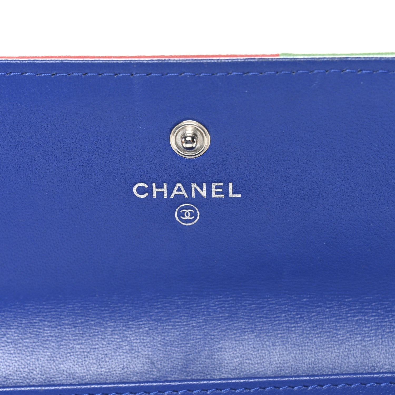Lambskin Quilted Cuba Long Flap Wallet Blue Multicolor