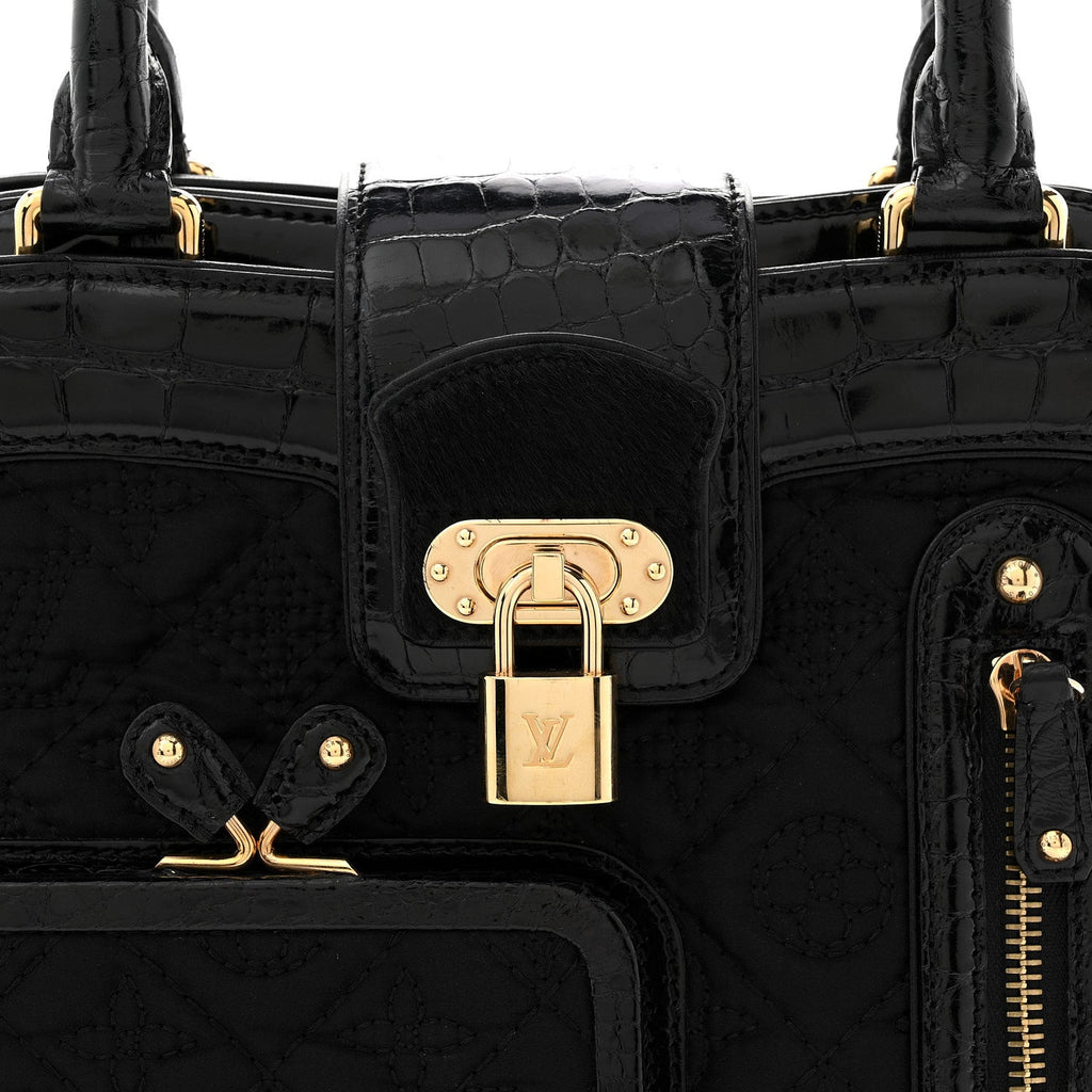 Louis Vuitton Monogram Silk Pony Hair Alligator Trim Linda Black