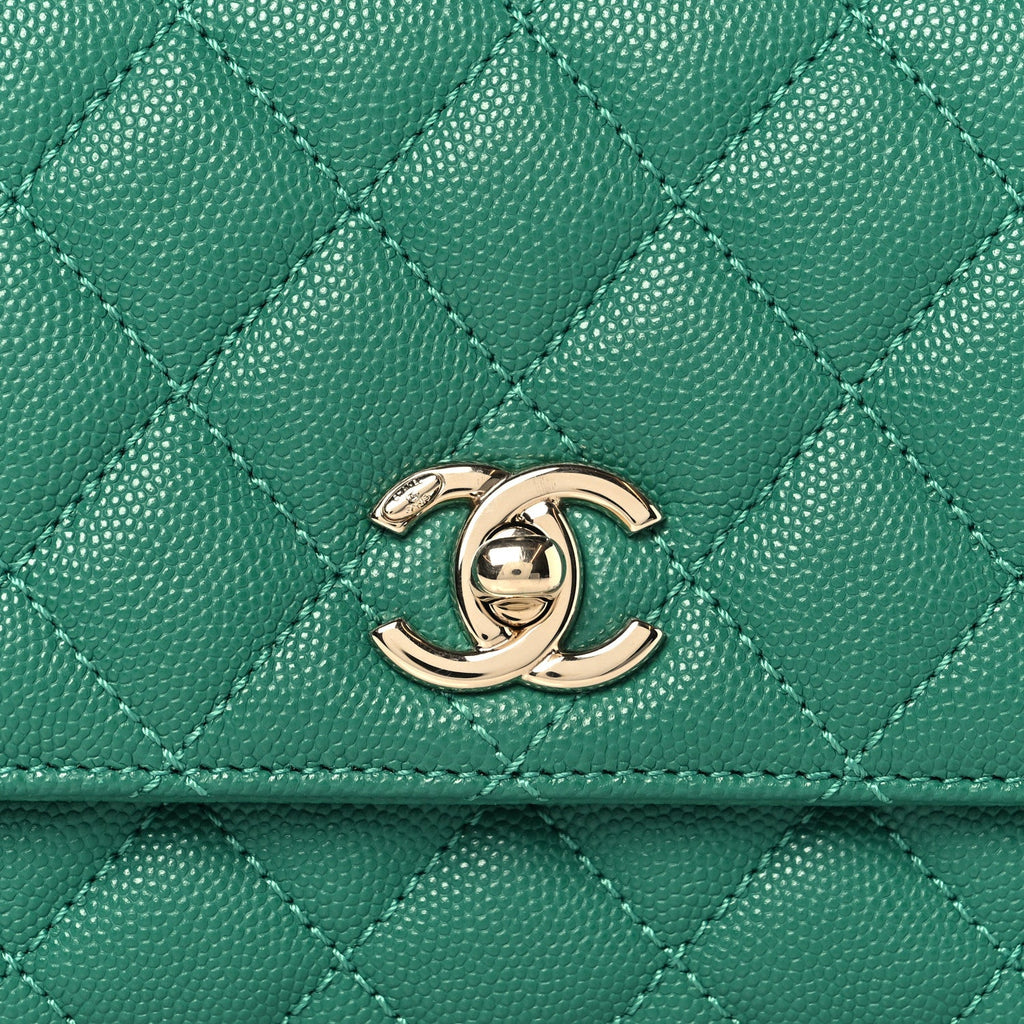 Chanel Caviar Quilted Extra Mini Coco Handle Flap Green