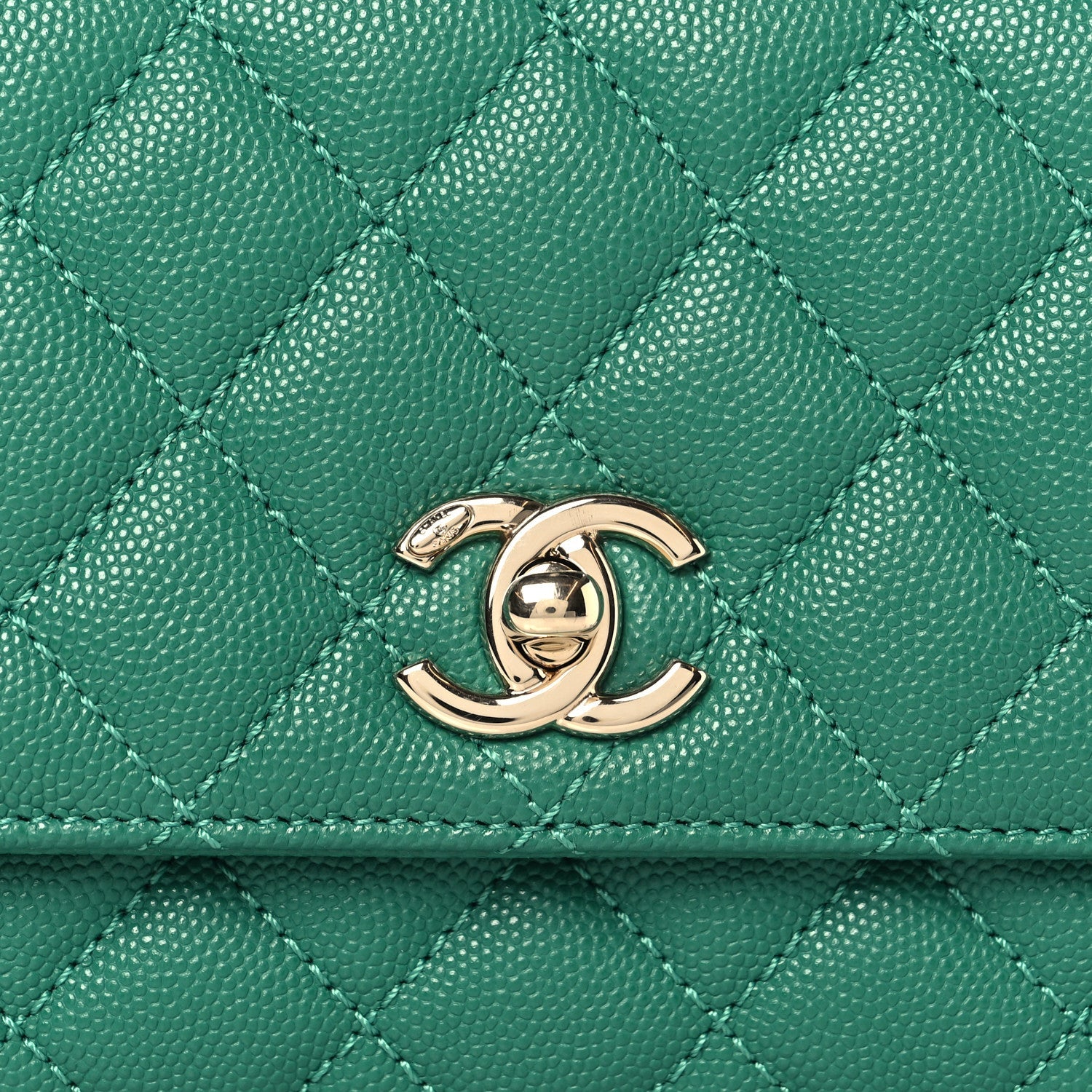 Chanel Caviar Quilted Extra Mini Coco Handle Flap Green