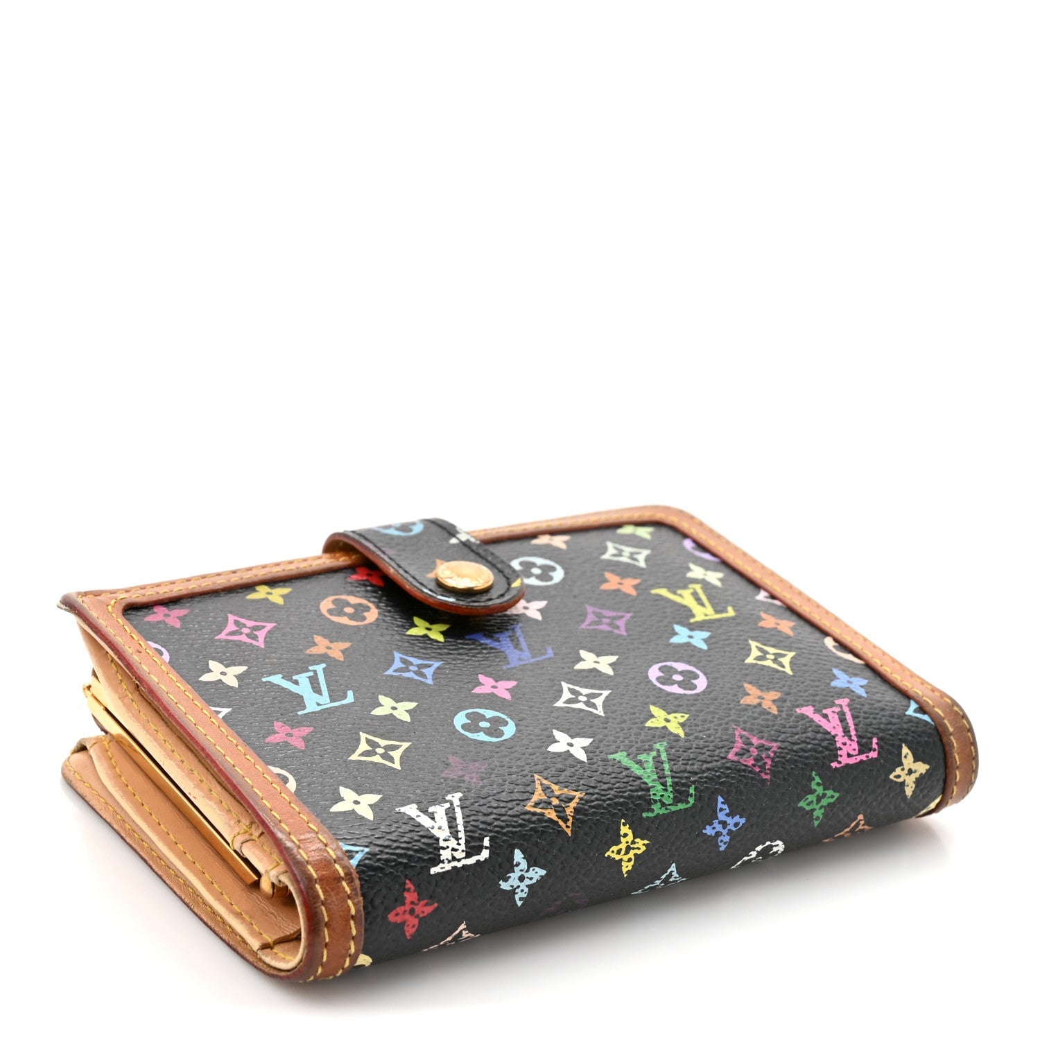 Louis Vuitton Monogram Multicolor French Purse Wallet Black