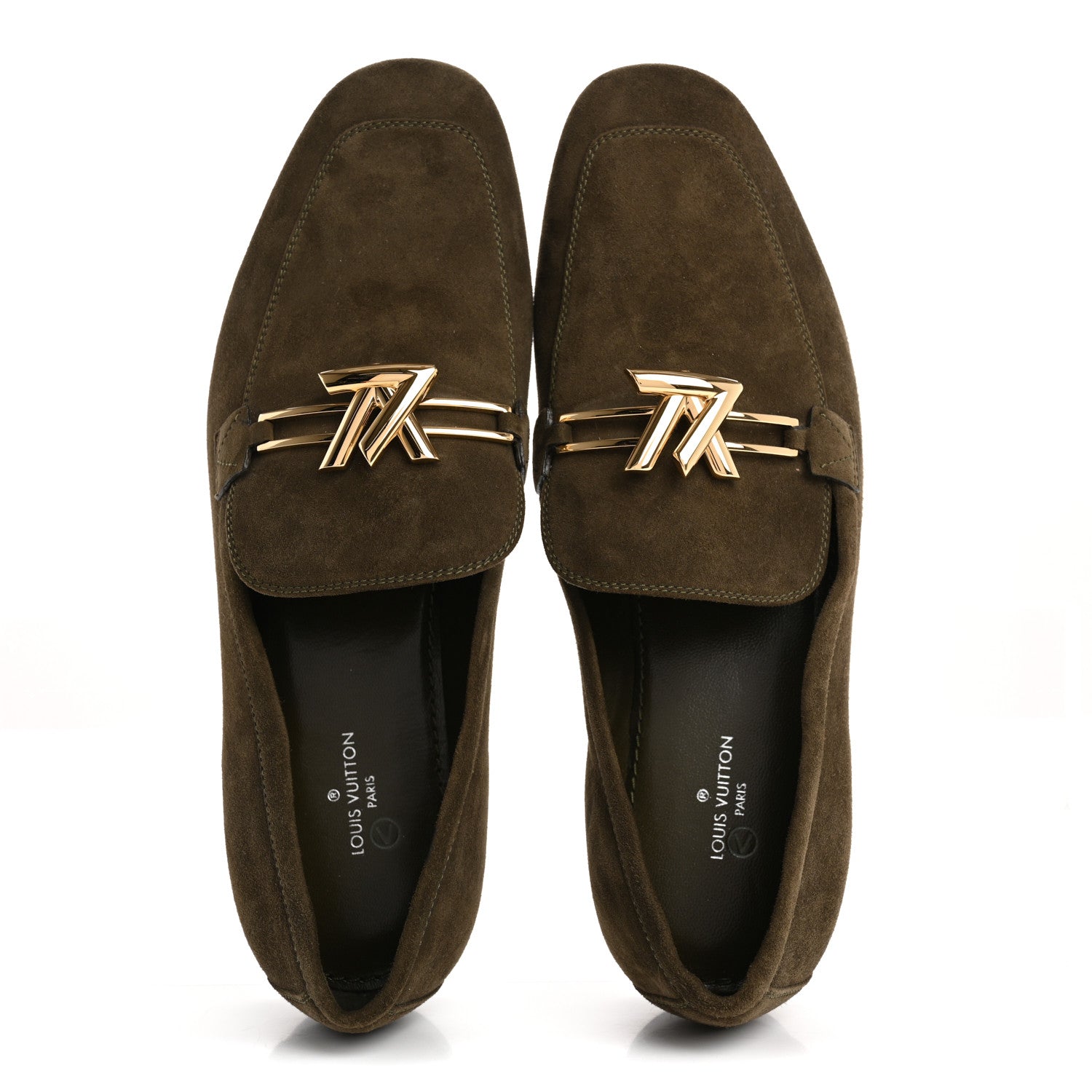 Louis Vuitton Suede Upper Case Flat Loafers 40 Green