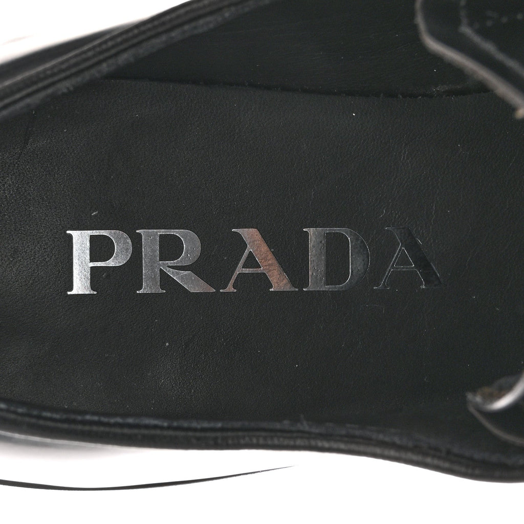 Prada Spazzolato Rois Monolith 55mm Derby Loafers 36.5 Black White