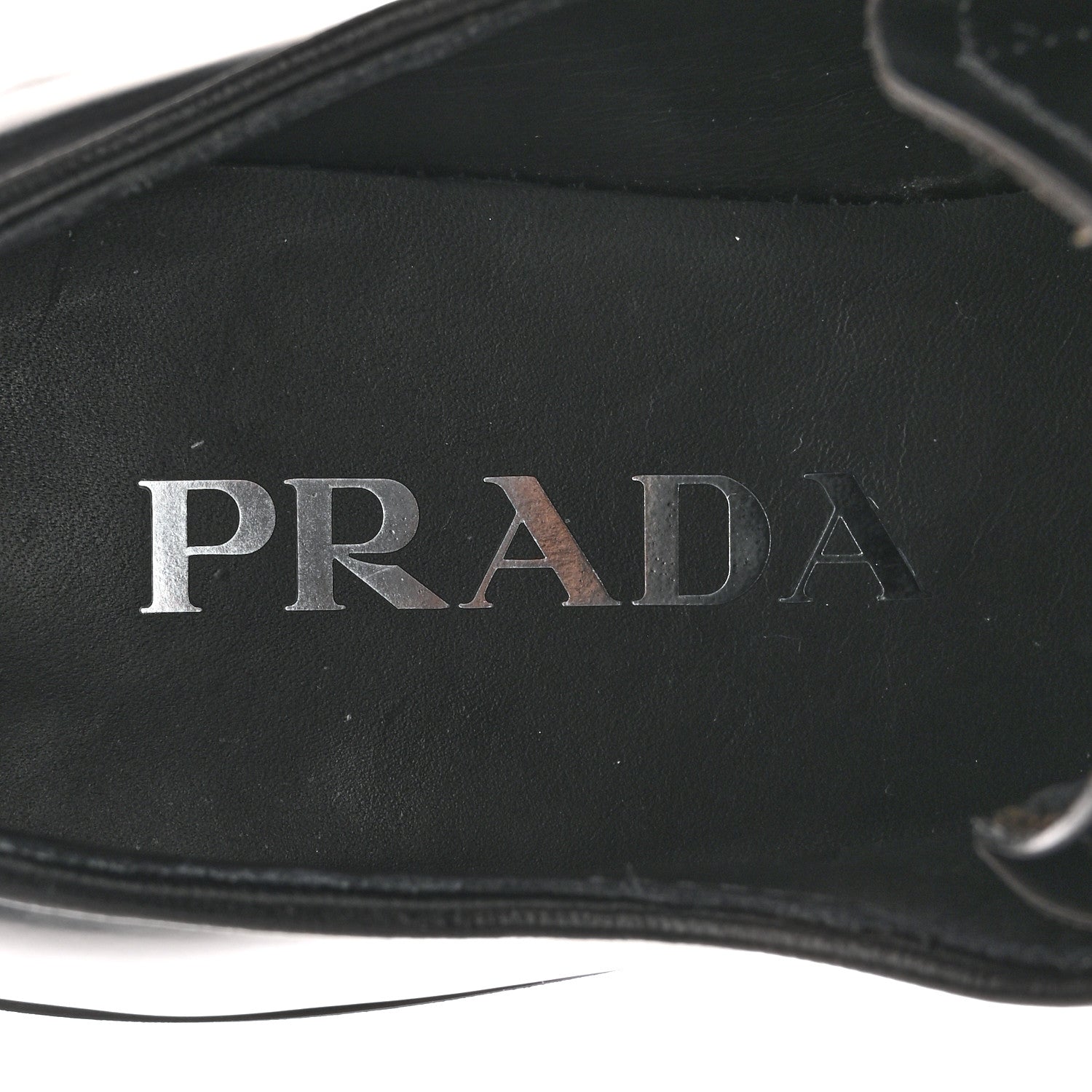 Prada Spazzolato Rois Monolith 55mm Derby Loafers 36.5 Black White
