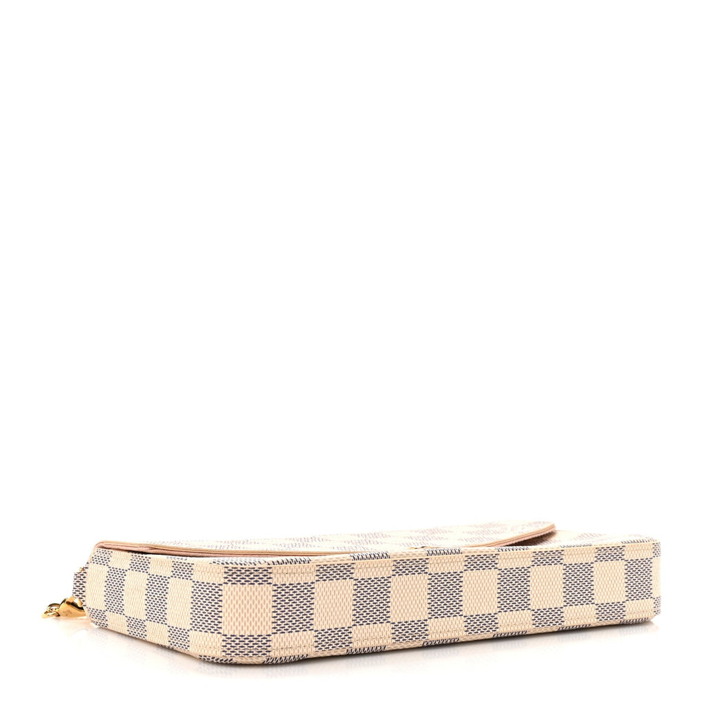 Louis Vuitton Damier Azur Pochette Felicie Chain Wallet Rose Ballerine