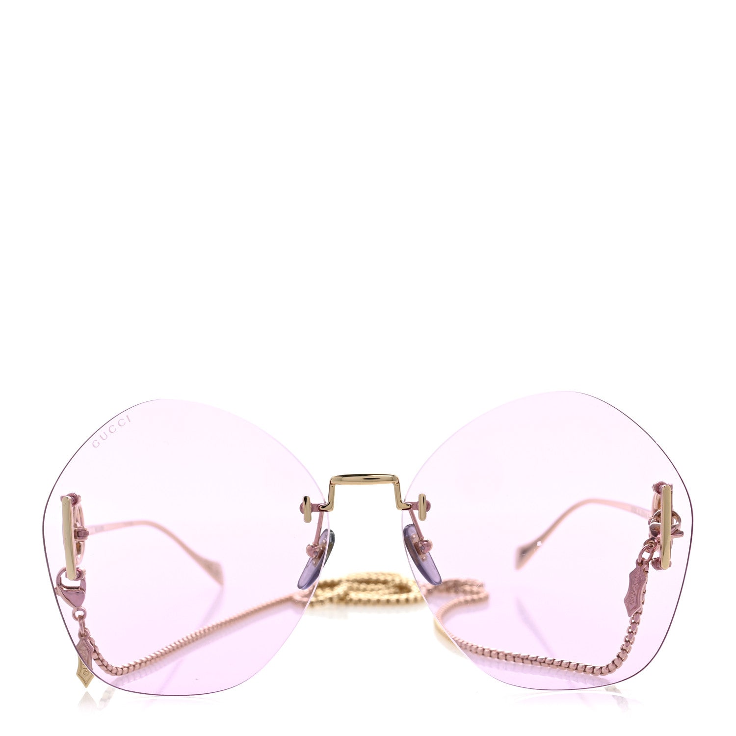 Gucci Metal Round Chain Sunglasses GG1203S Gold Purple