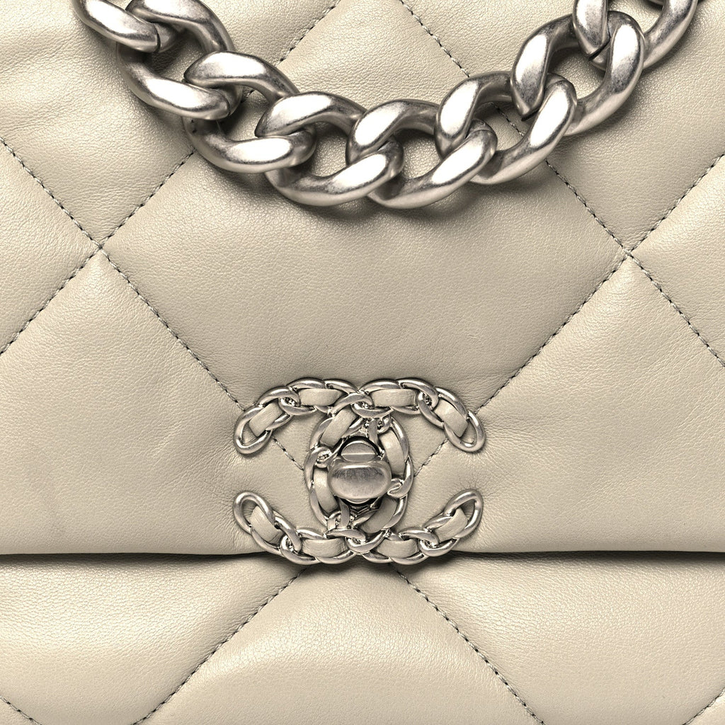 Chanel Lambskin Quilted Large Chanel 19 Flap Grey