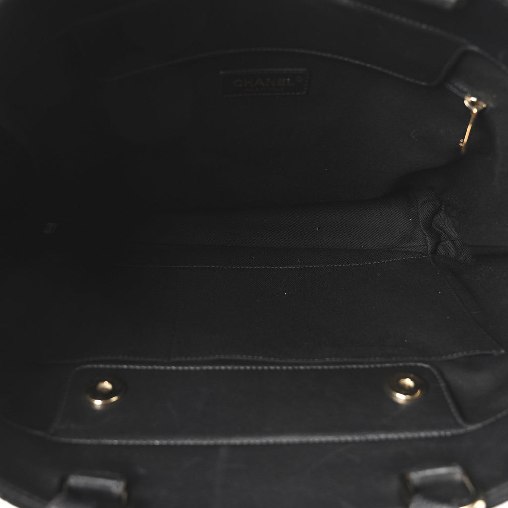 Chanel Sheepskin Caviar Quilted Medium Shopping Tote Black
