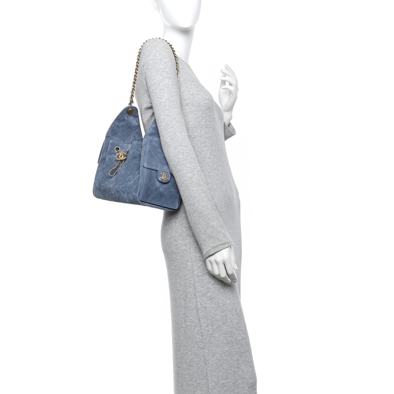 Chanel Suede Quilted Small Chanel 25 Handbag Blue