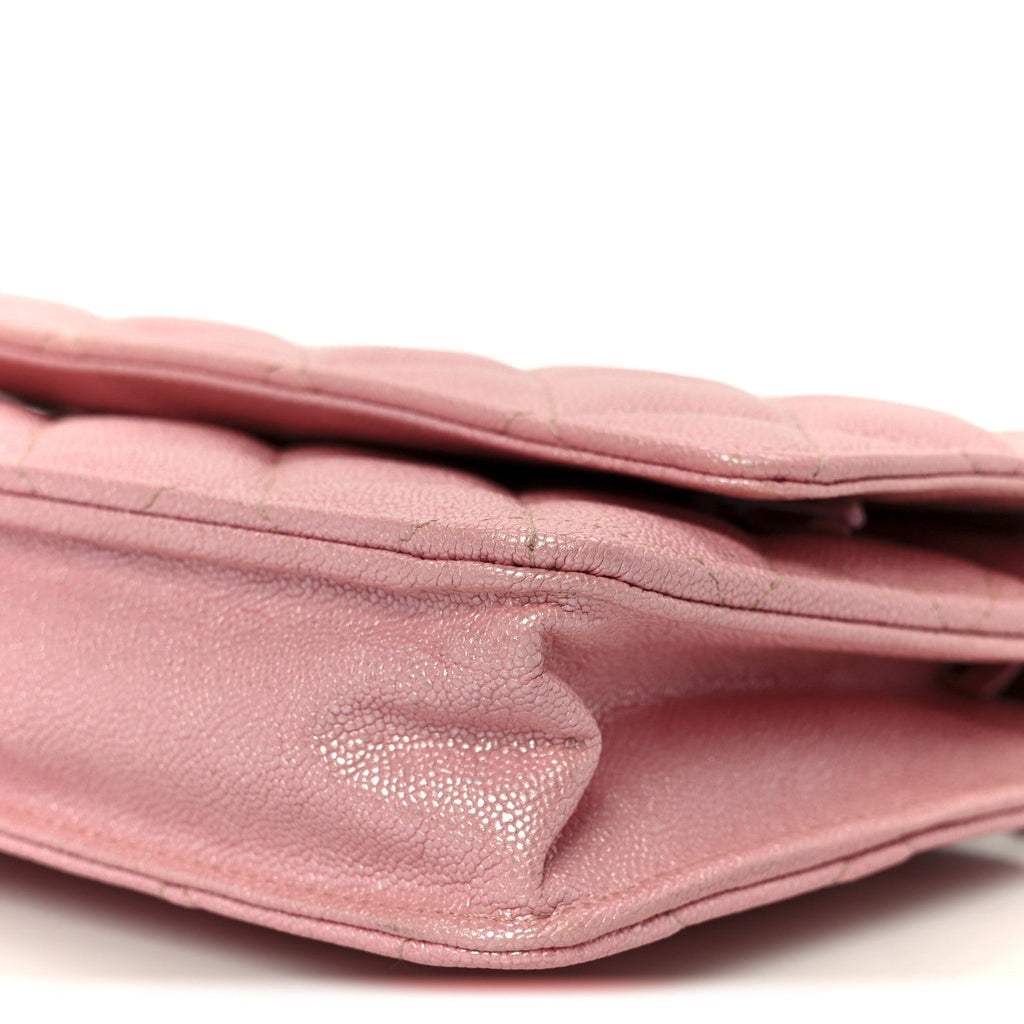 Chanel Iridescent Caviar Quilted Wallet on Chain WOC Rose Pink