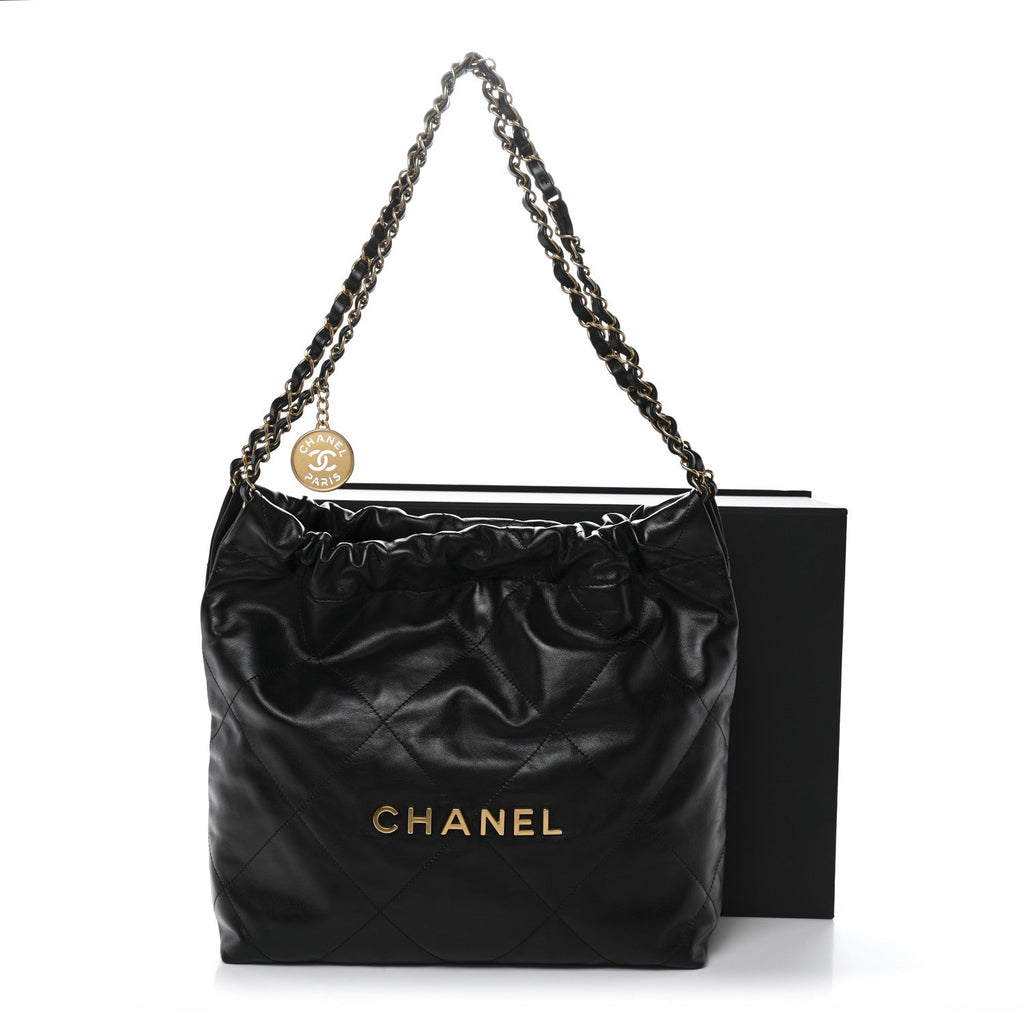 Chanel Shiny Calfskin Quilted Small Chanel 22 Black