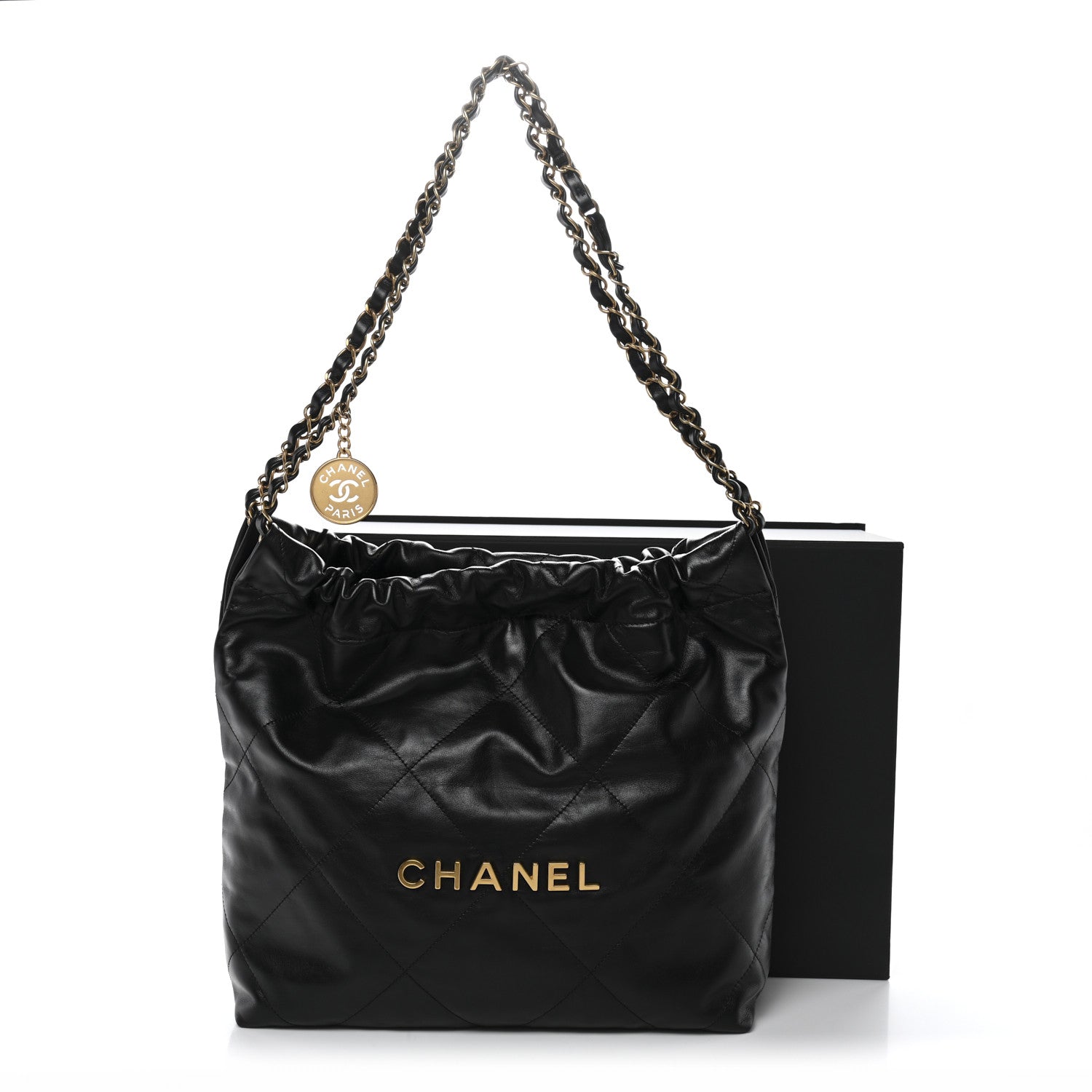 Chanel Shiny Calfskin Quilted Small Chanel 22 Black