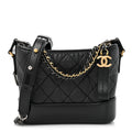 Chanel Aged Calfskin Quilted Small Gabrielle Hobo Black