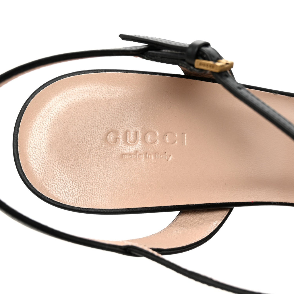 Gucci Lifford Calfskin GG Marmont Ankle Wrap 105mm Sandals 41 Black