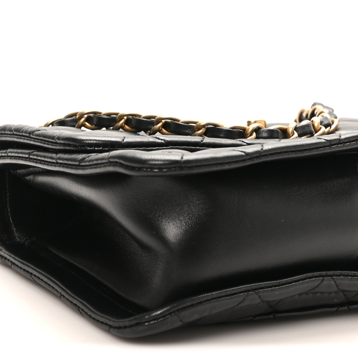 Chanel Shiny Lambskin Flap Clutch With Chain Black