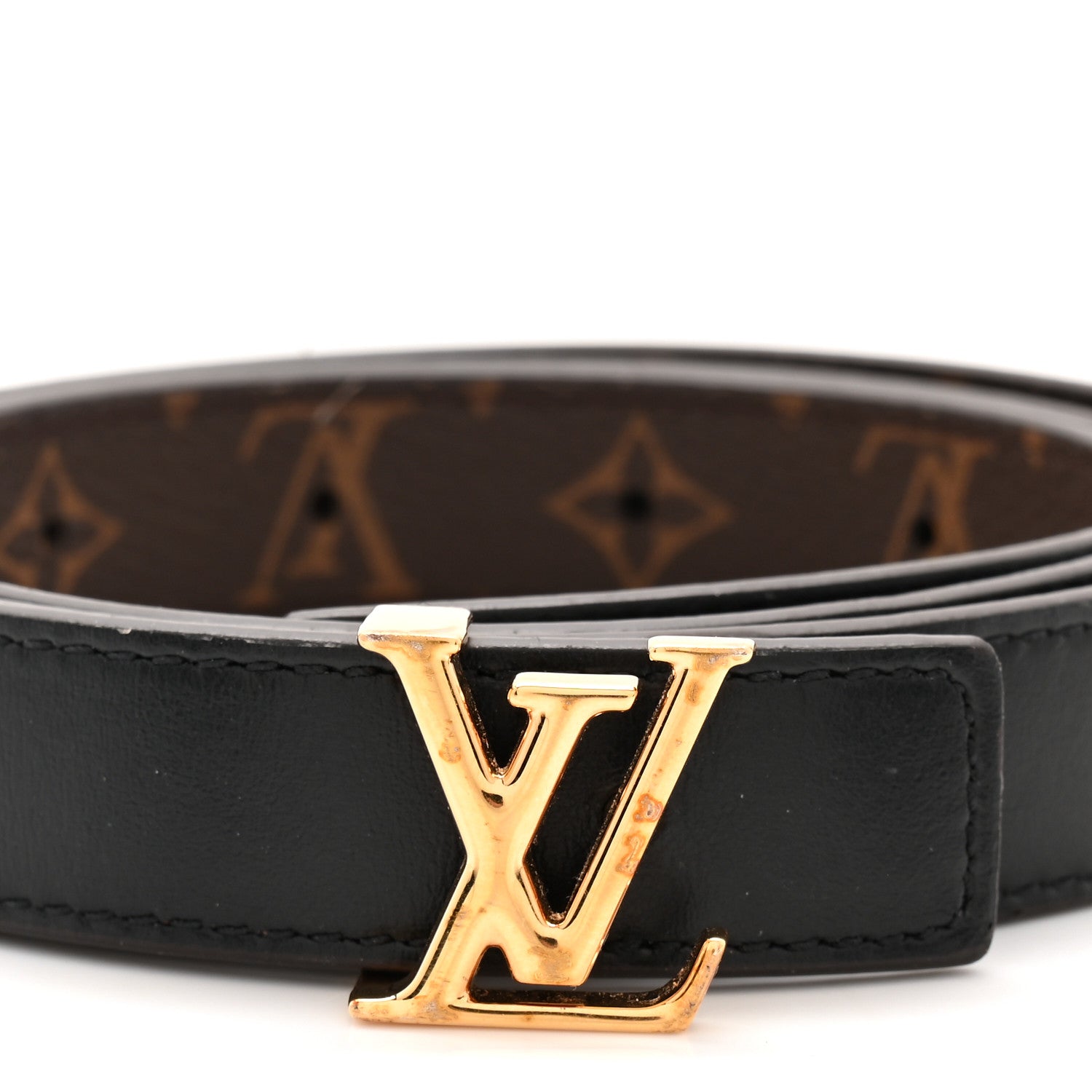 Louis Vuitton Calfskin Monogram 20mm LV Iconic Reversible Belt 85 34 Black