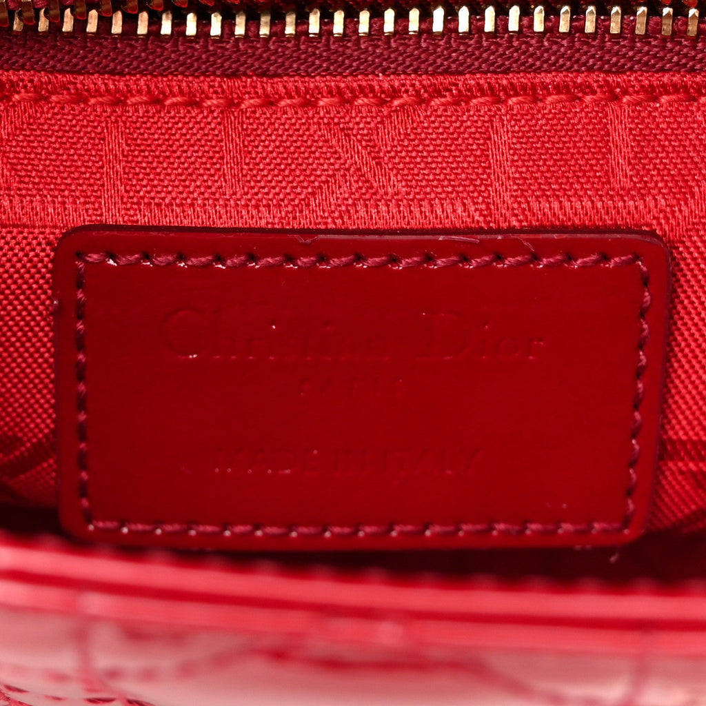 Christian Dior Patent Cannage Mini Lady Dior Red