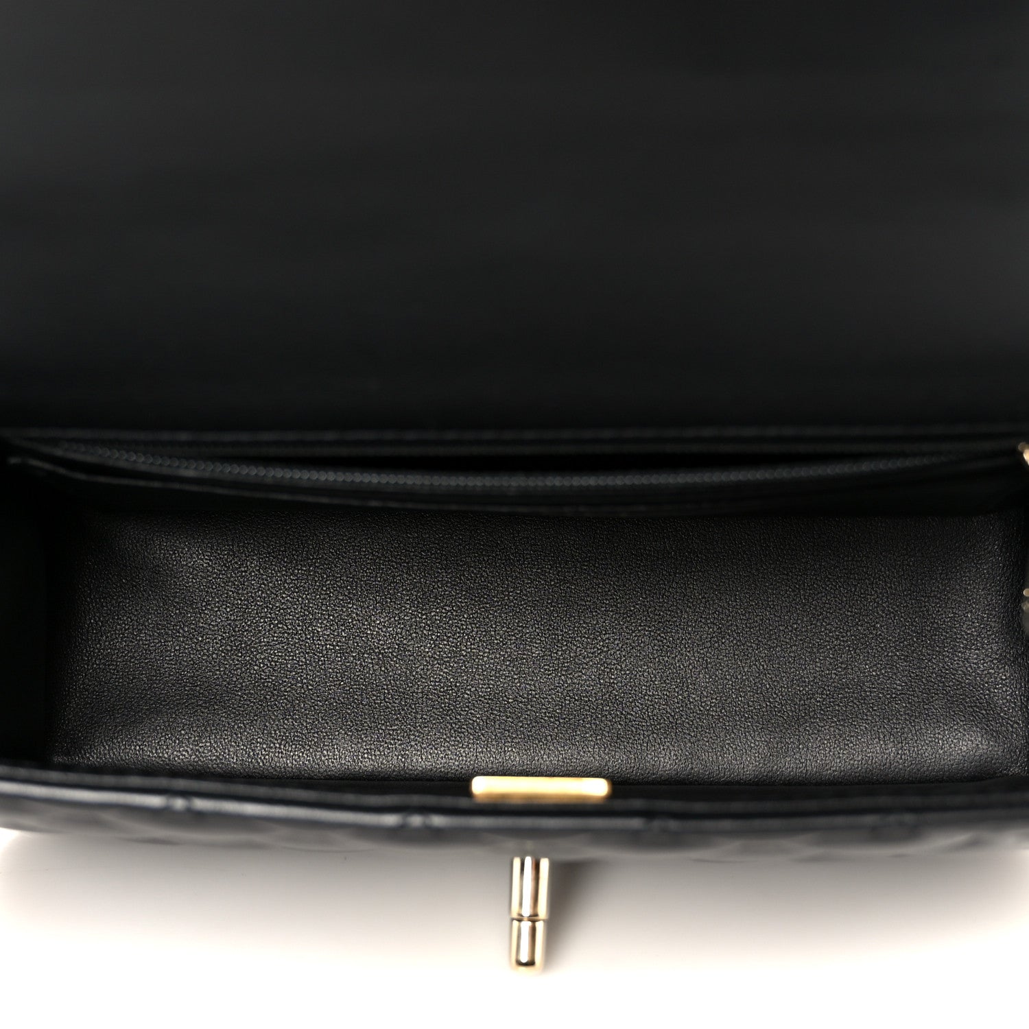 Chanel Lambskin Quilted Mini Top Handle Rectangular Flap Black