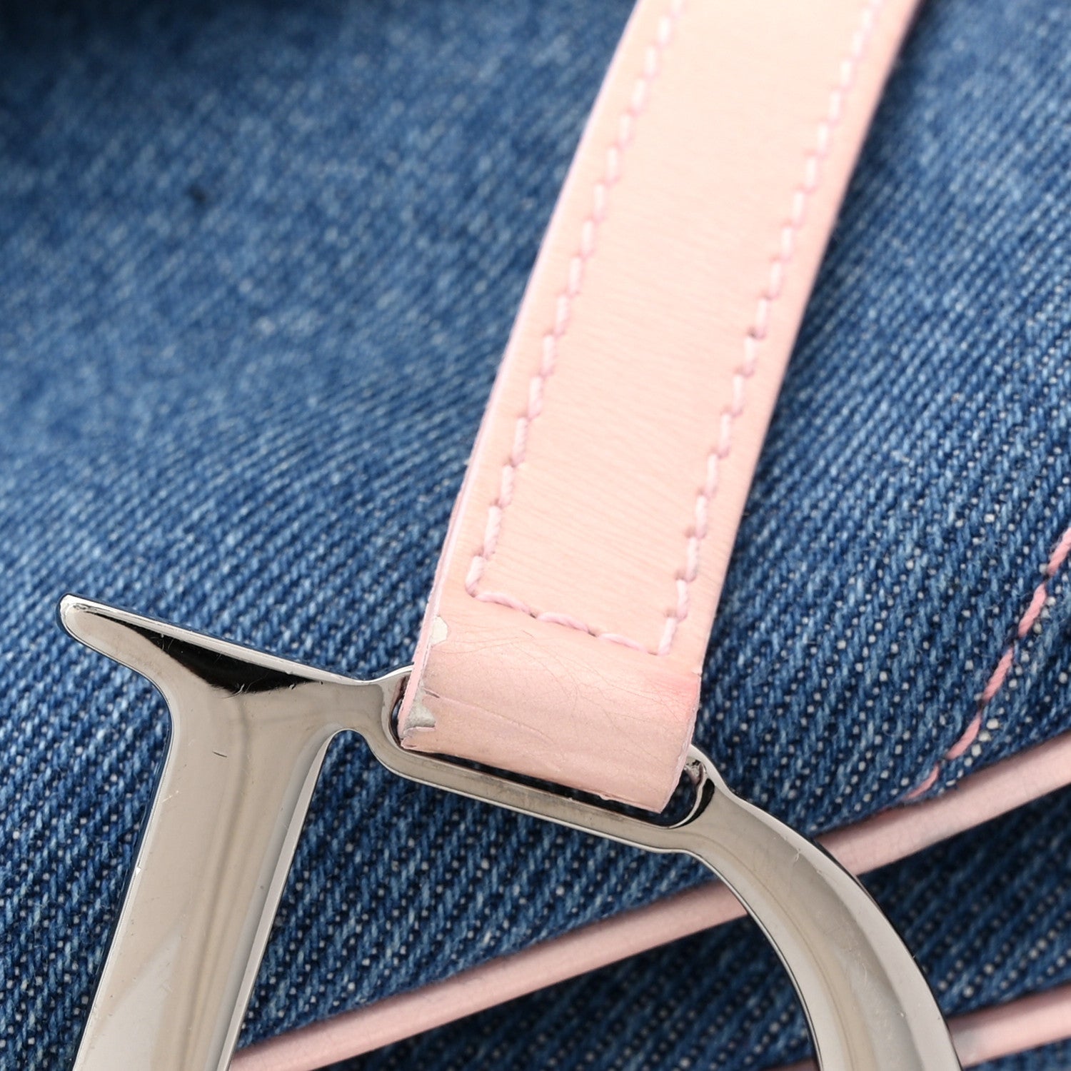 Christian Dior Patent Denim Jeans Saddle Bag Blue Pink