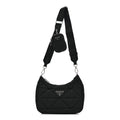 Prada Re-Nylon Triangle Padded Patchwork Shoulder Bag Black