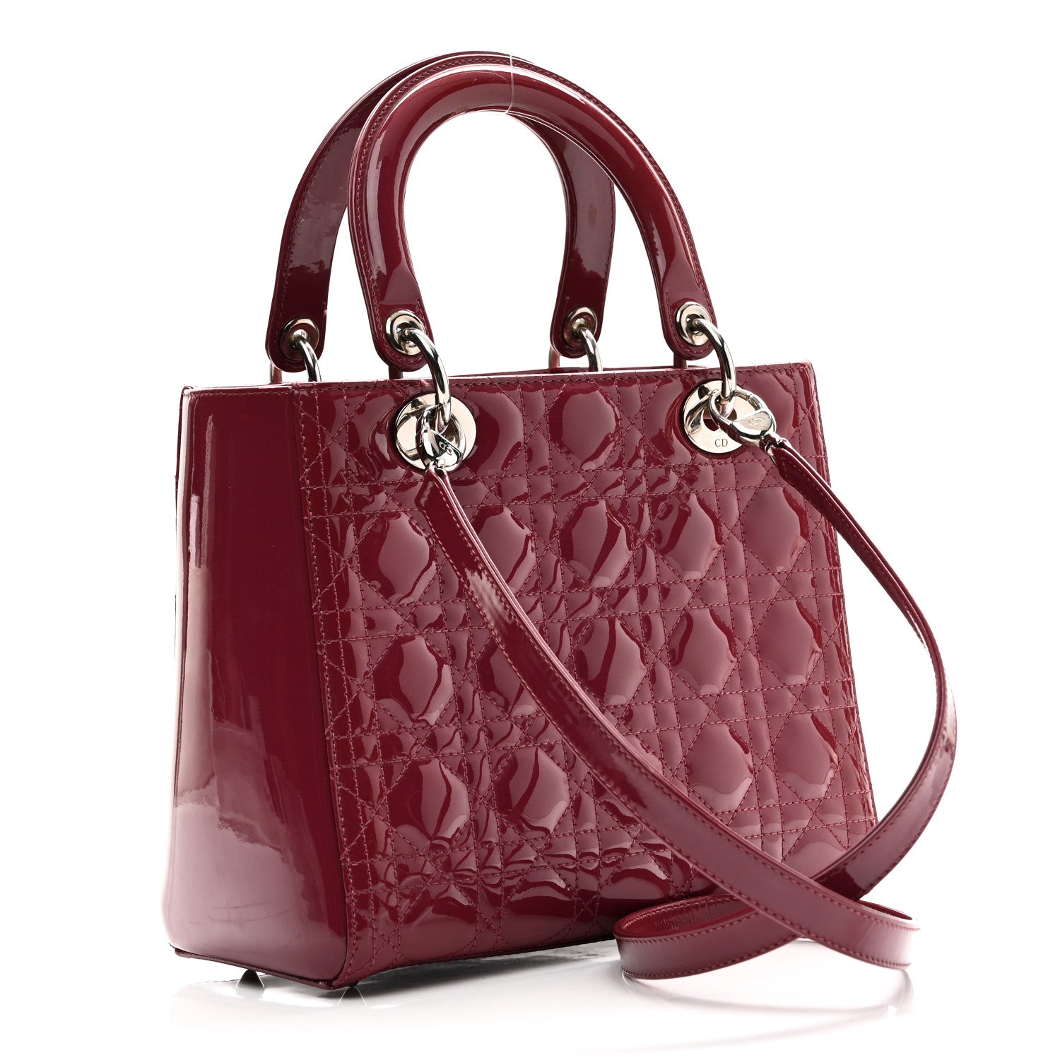 Christian Dior Patent Cannage Medium Lady Dior Dark Pink