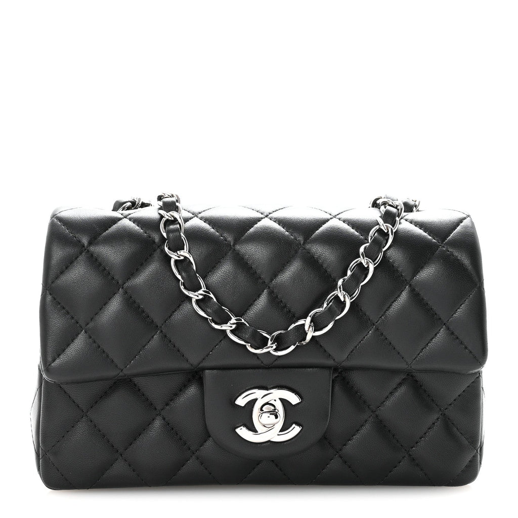 Chanel Lambskin Quilted Mini Rectangular Flap Black