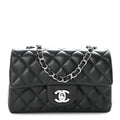 Chanel Lambskin Quilted Mini Rectangular Flap Black