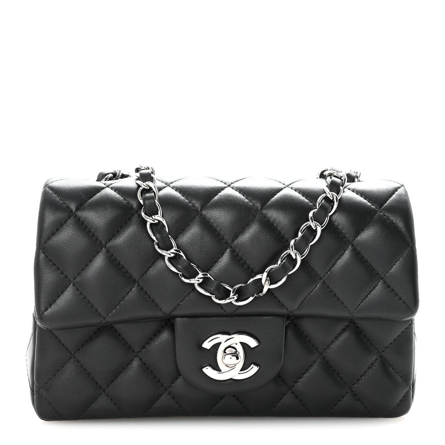 Chanel Lambskin Quilted Mini Rectangular Flap Black