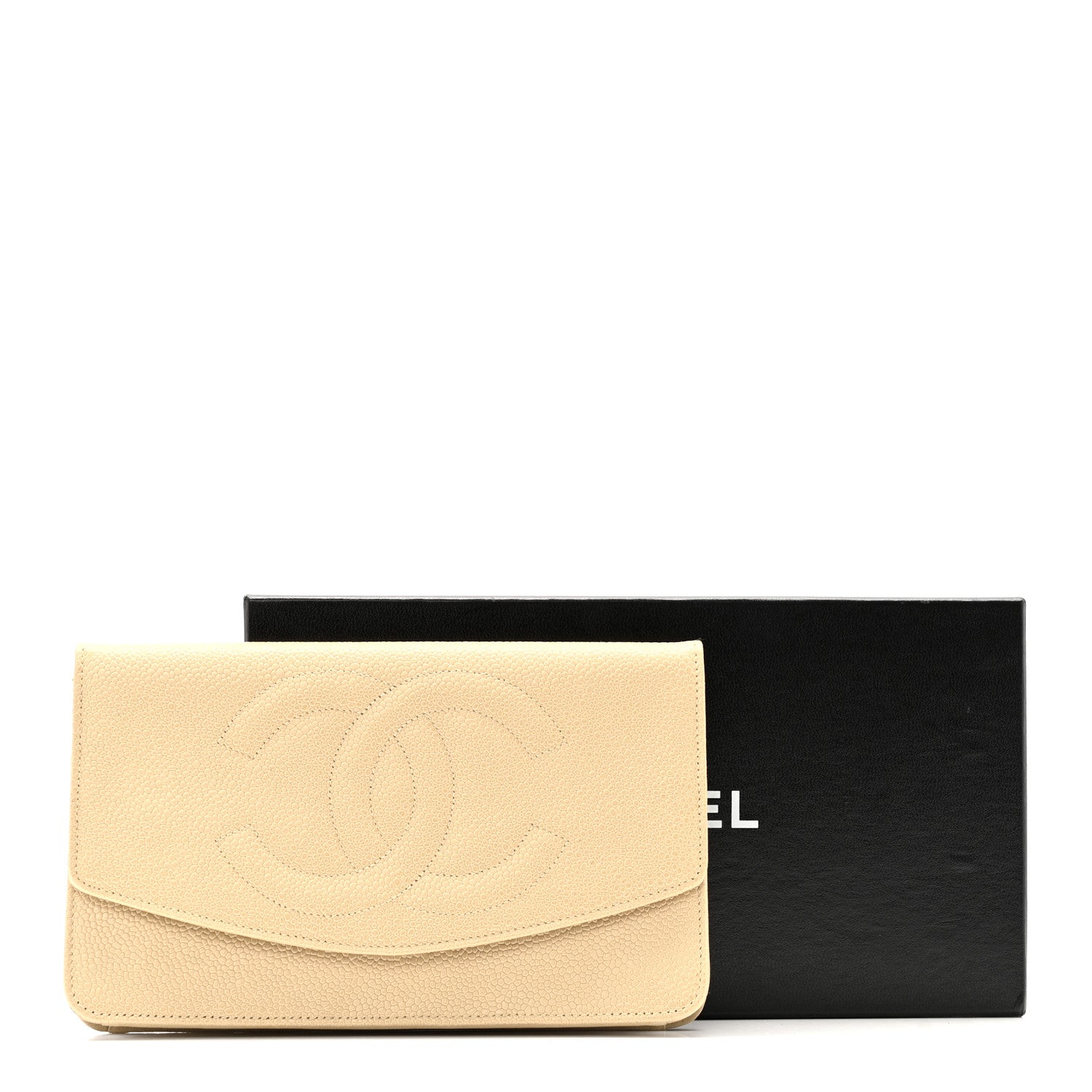 Caviar CC Timeless Flap Wallet Beige