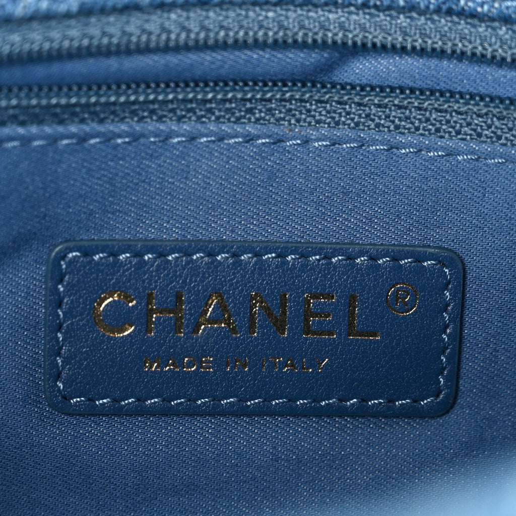 Chanel Denim Quilted Denim Large Mood Flap Blue Multicolor