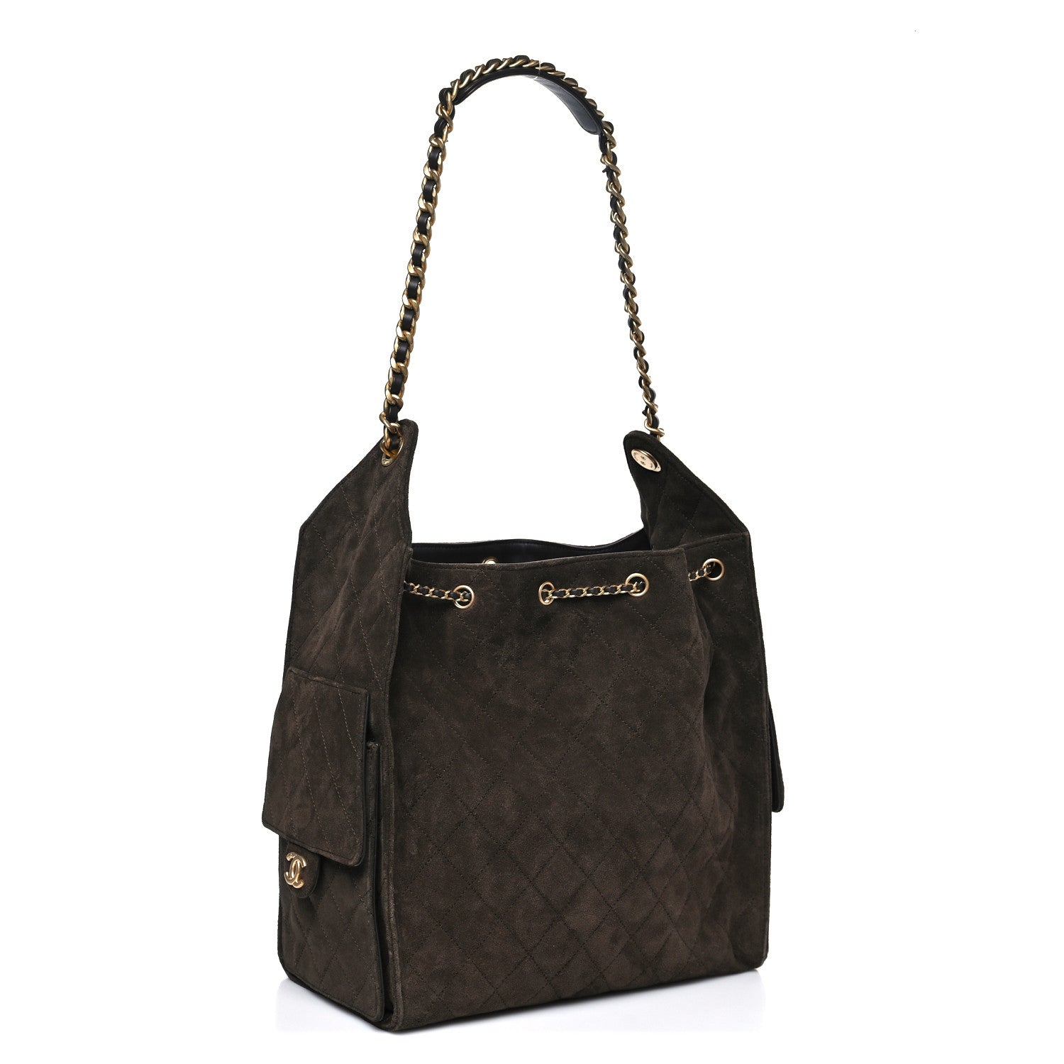 Chanel Suede Quilted Medium Chanel 25 Handbag Dark Brown