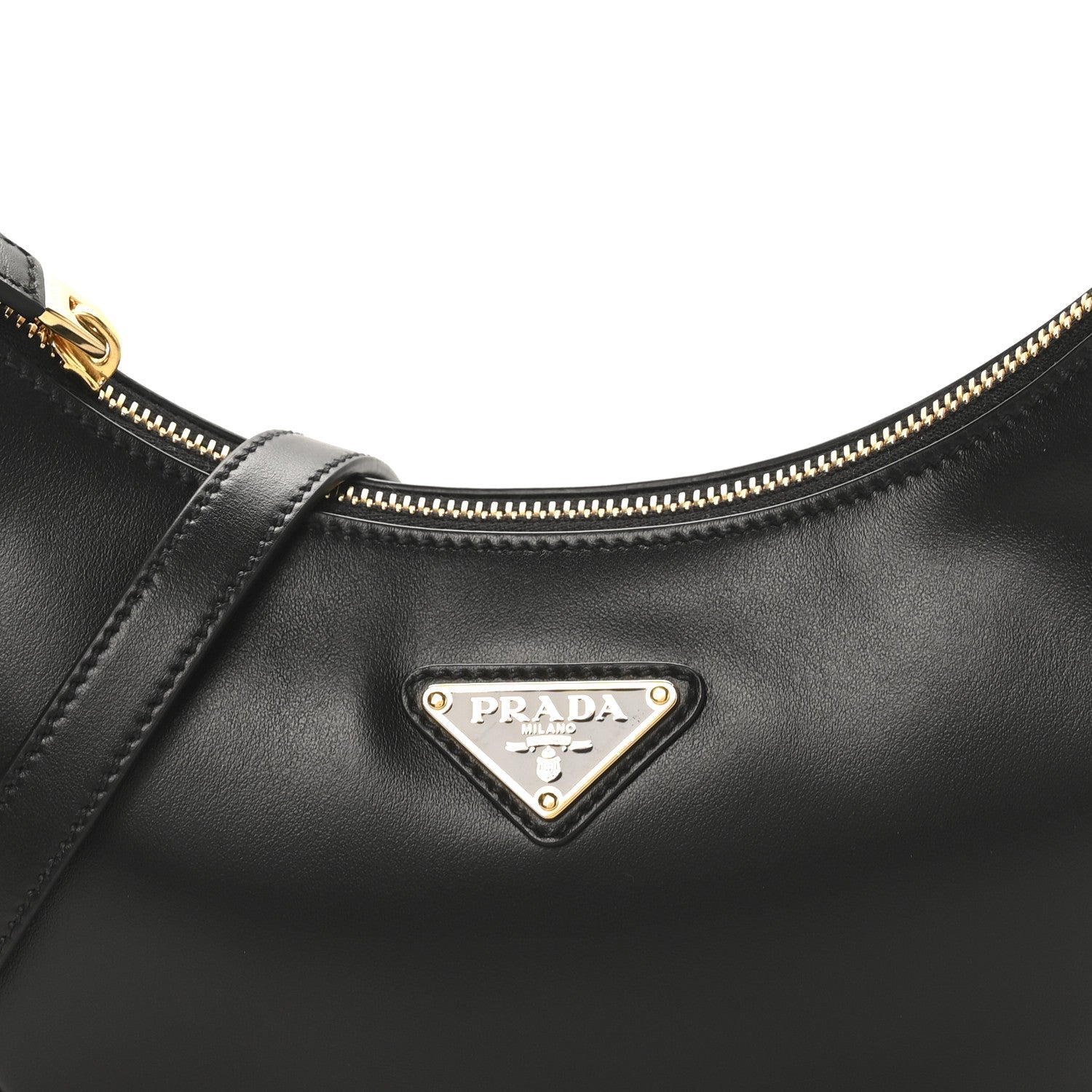 Prada Soft Calfskin Arque Shoulder Bag Black