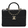 Chanel Shiny Calfskin Quilted CC Handle Vanity Flap Bag Black