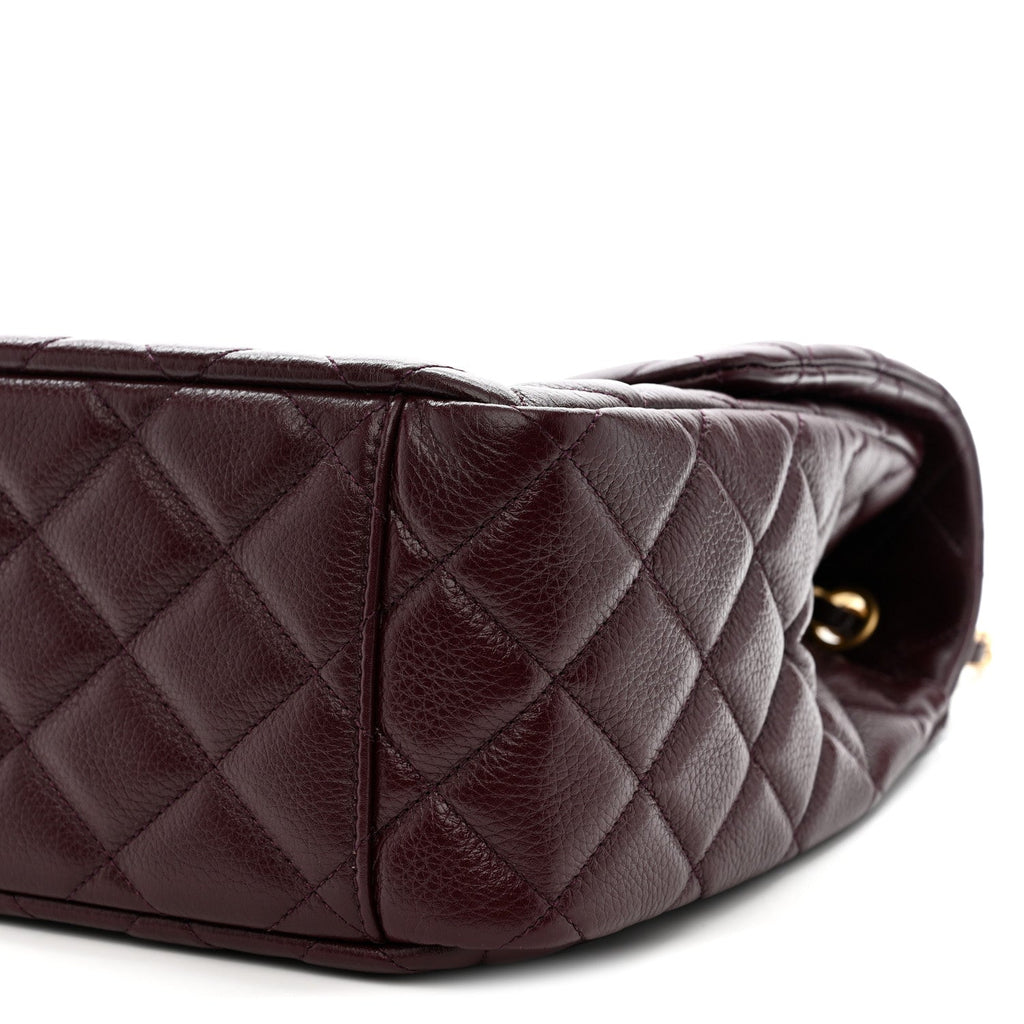 Chanel Grained Calfskin Quilted XXL Travel Flap Bag Burgundy