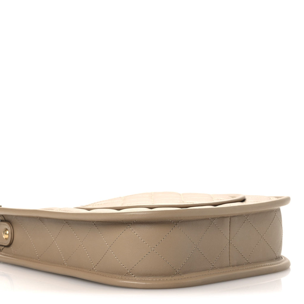 Chanel Calfskin Quilted Small Hobo Beige